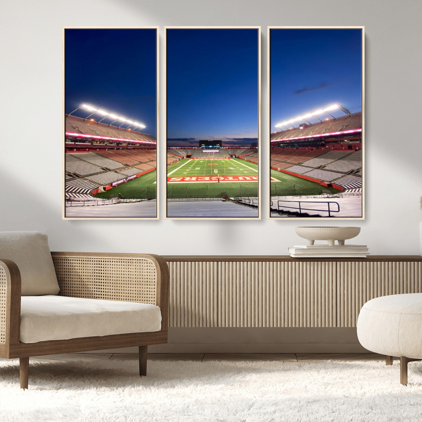 MGV-FC-48X32-3P - Rutgers Scarlet Knights Football Team Print - Piscataway SHI Stadium Wall Art Canvas Print