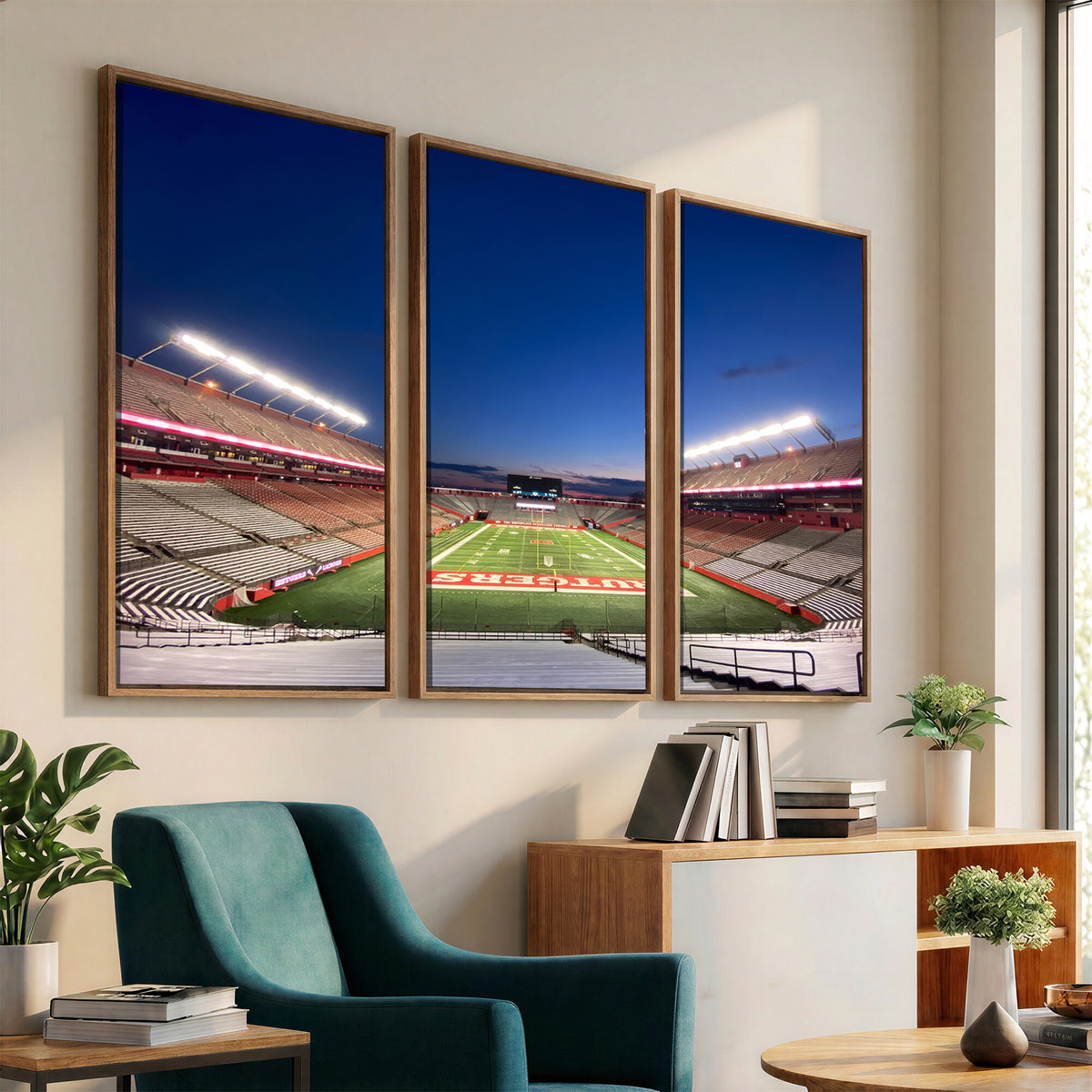 15051-MGV-CV-36X24 - Rutgers Scarlet Knights Football Team Print, Piscataway SHI Stadium