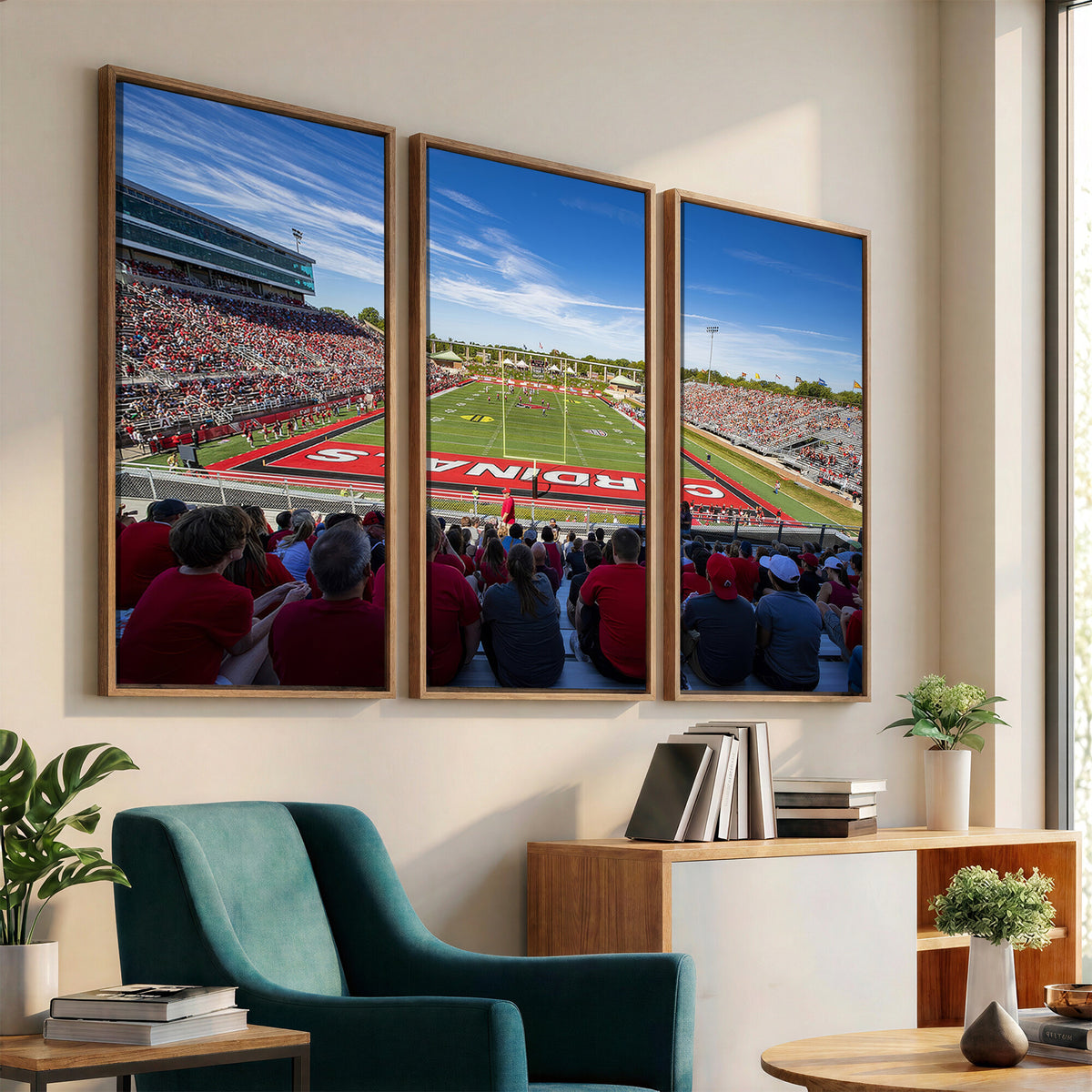 71475-PAN-FL-20X10 - Ball State Cardinals Football Team Print - Muncie Scheumann Stadium Wall Art Canvas Print