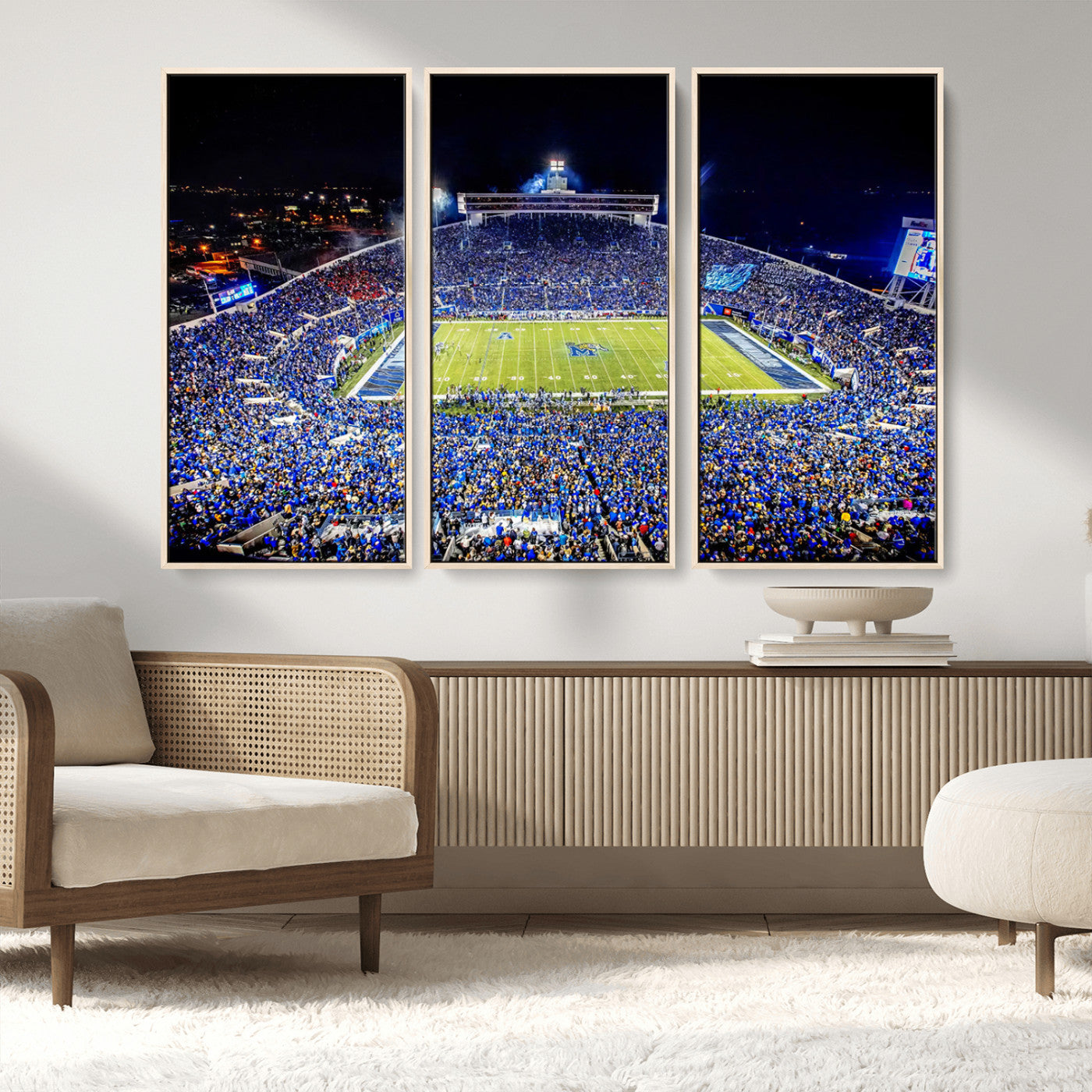 MGV-FC-48X32-3P - University of Memphis Tigers Football Team Print - Memphis Simmons Bank Liberty Stadium Wall Art