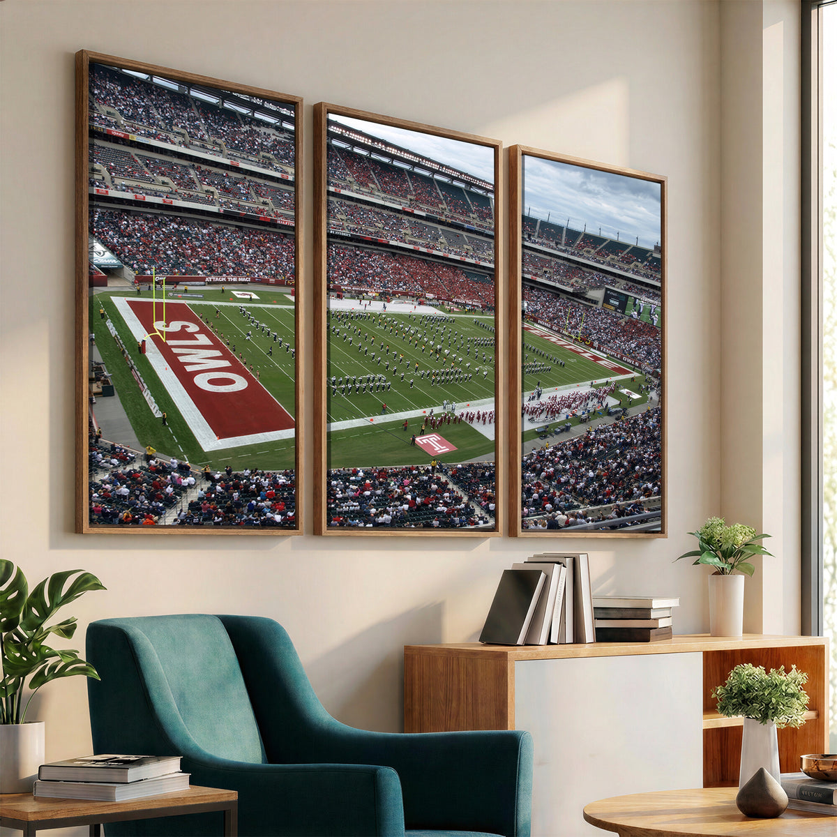 15310-PAN-FL-20X10 - The Temple University Owls Athletics Team Print - Philadelphia Lincoln Financial Field Stadium Wall