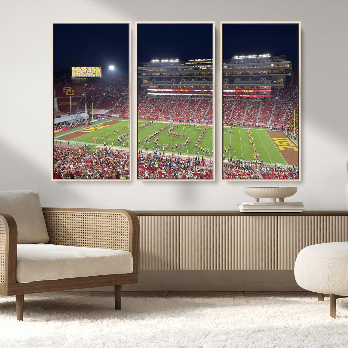 MGV-FC-48X32-3P - The University of Southern California USC Trojans Football Team Print - Los Angeles Memorial