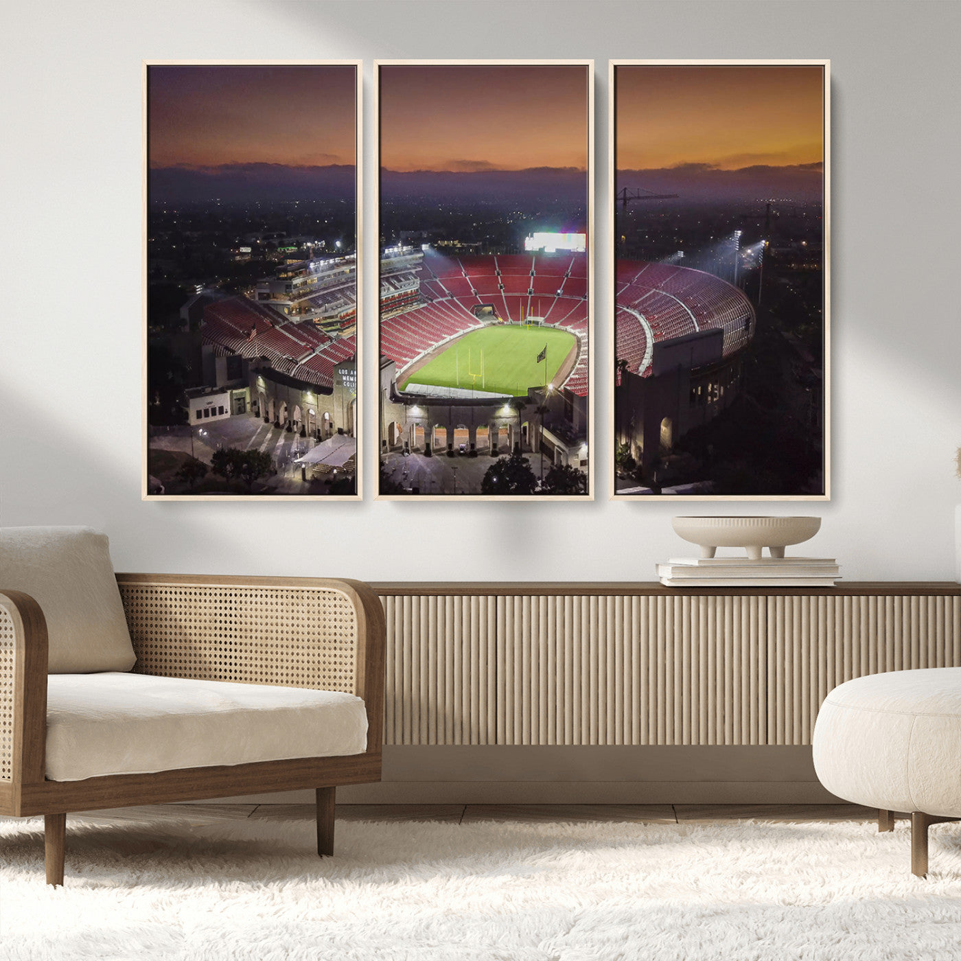 MGV-FC-48X32-3P - The University of Southern California USC Trojans Football Team Print - Los Angeles Memorial