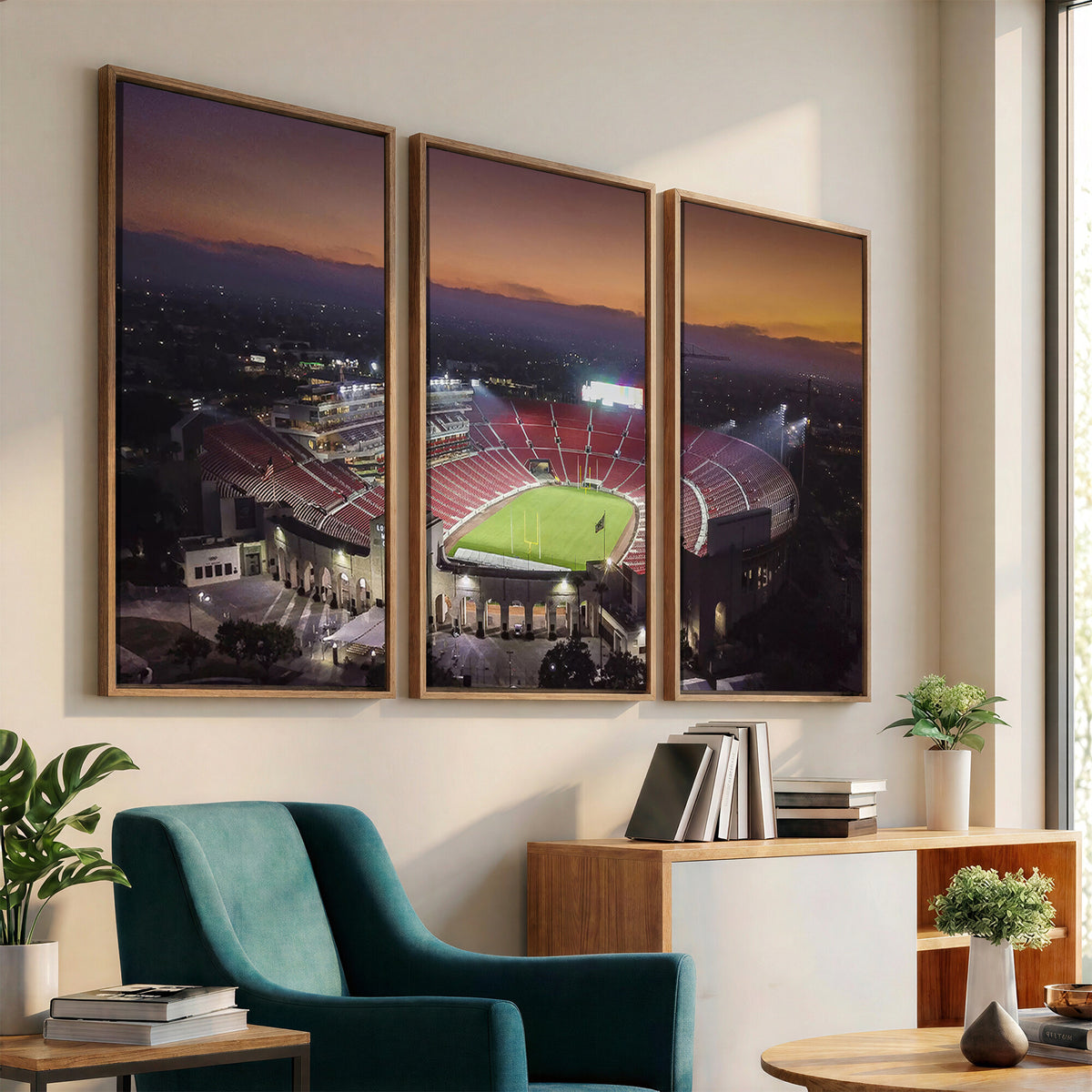 50666-MGV-CV-36X24 - The University of Southern California USC Trojans Football Team Print, Los Angeles Memorial Coliseum