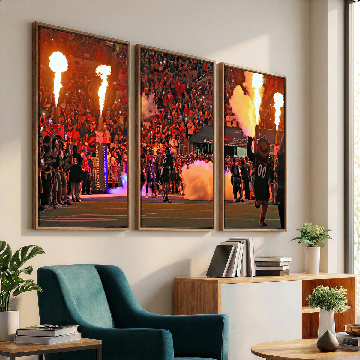 98664-MGV-CV-36X24 - The University of Texas at San Antonio Roadrunners Football Team Print, Extra Large Game Room Wall Decor