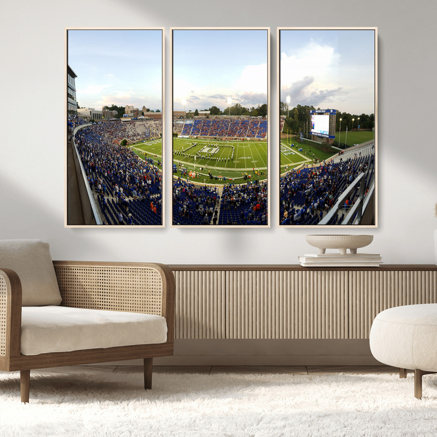 MGV-FC-48X32-3P - The Duke University Blue Devils Football Team Print - Durham Wallace Wade Stadium Wall Art Canvas