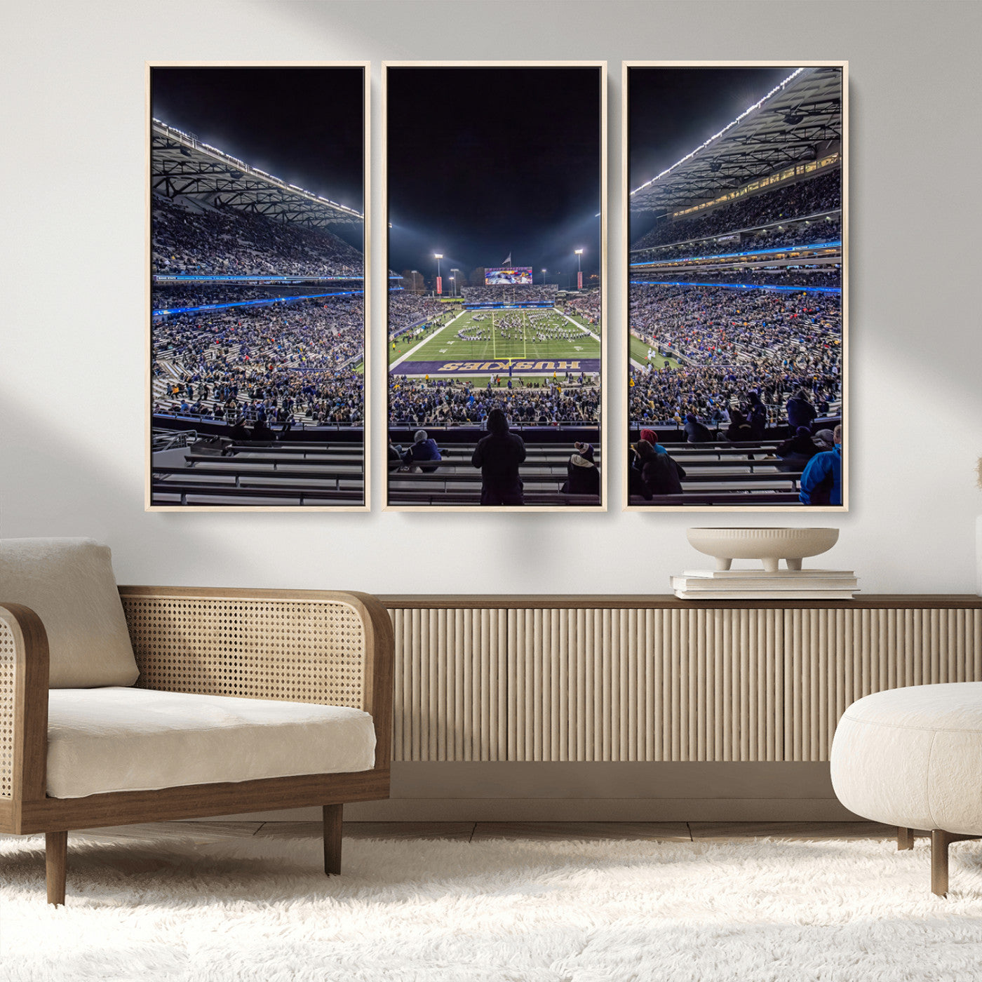 MGV-FC-48X32-3P - The University of Washington Huskies Football Team Print - Seattle Husky Stadium Wall Art Canvas