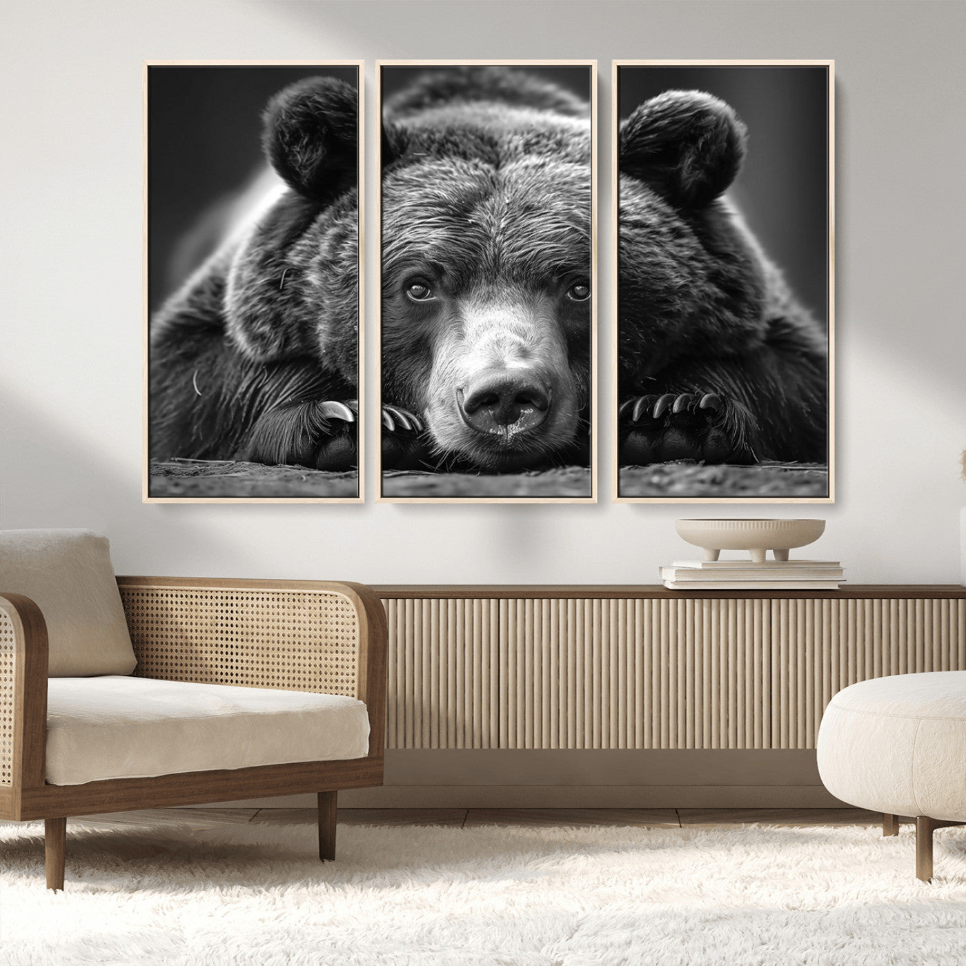 MGV-FC-48X32-3P - Resting Grizzly 399 Bear Canvas Print | Ready to Hang Wall Art | Rustic Cabin & Farmhouse Decor |