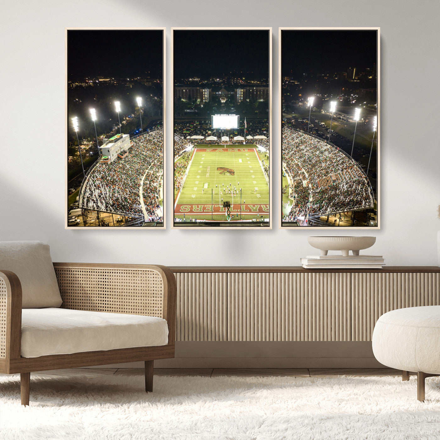MGV-FC-48X32-3P - Florida A&M Rattlers Football Team Print - Tallahassee Bragg Memorial Stadium Wall Art Canvas Print