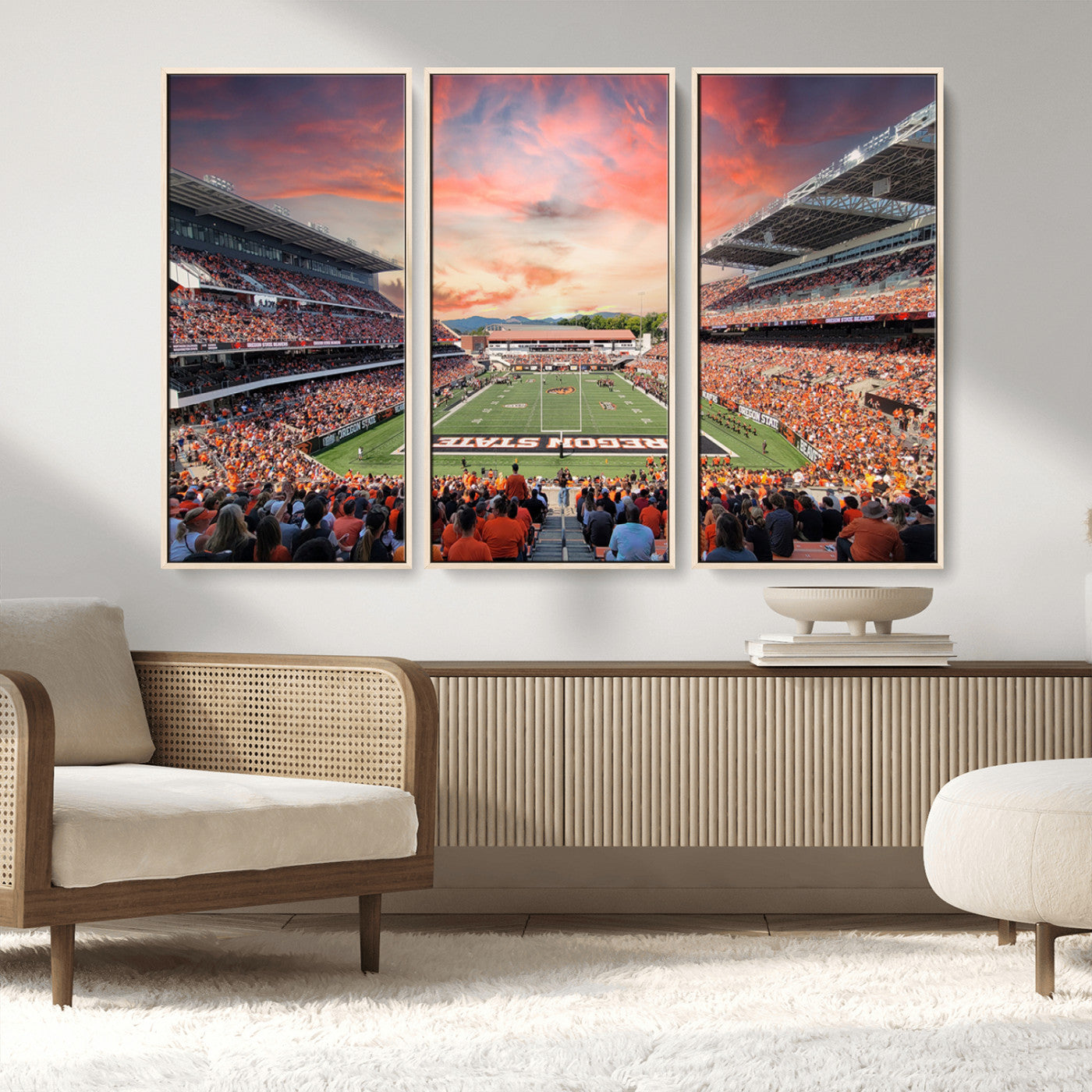 MGV-FC-48X32-3P - Oregon State Beavers Football Team Print - Corvallis Reser Stadium Wall Art Canvas Print