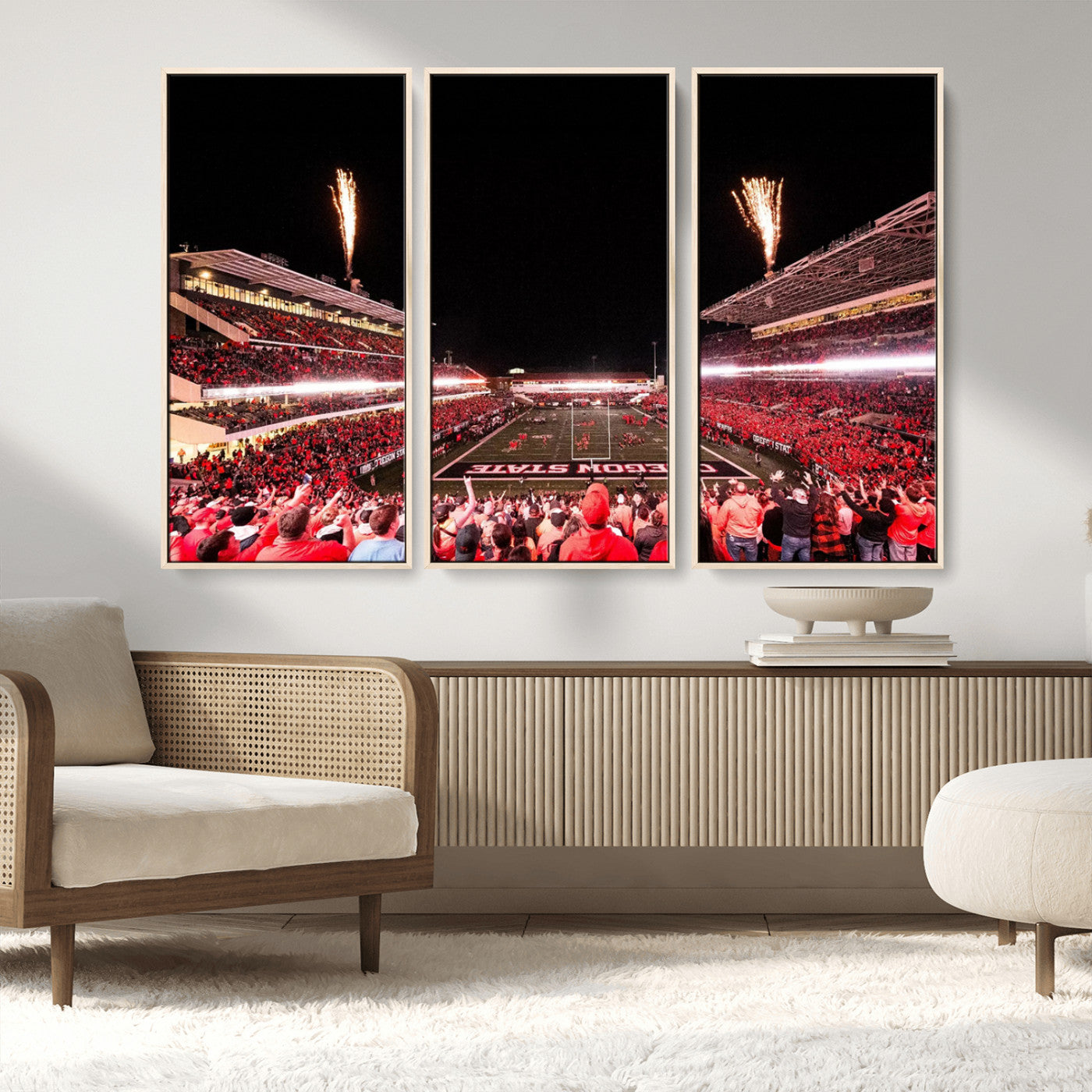 MGV-FC-48X32-3P - Oregon State Beavers Football Team Print - Corvallis Reser Stadium Wall Art Canvas Print