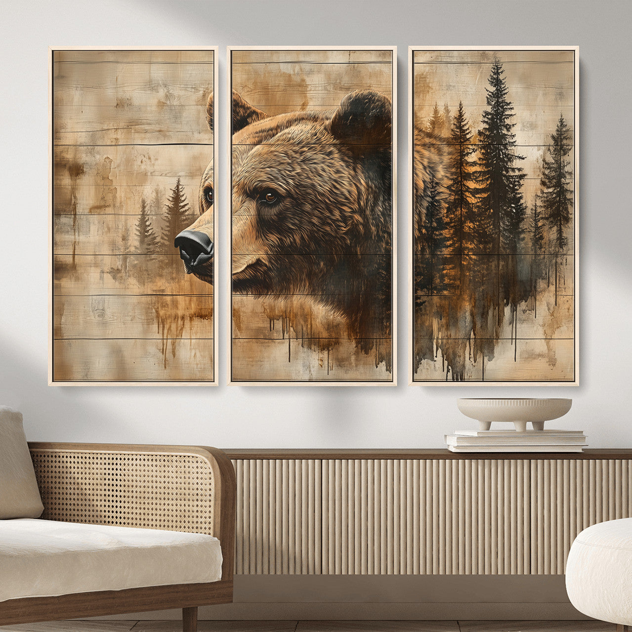 48378-MGV-CV-36X24 - Rustic Grizzly Bear Wall Art, Abstract Grizzly 399 Bear Wall Art Canvas Print - Woodland Wildlife