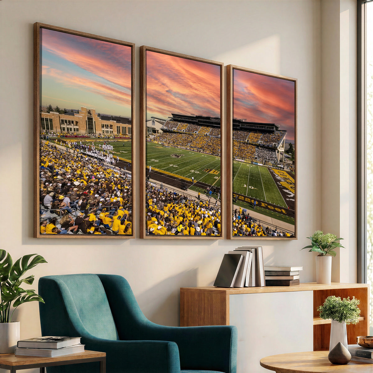 90508-MGV-CV-36X24 - University of Wyoming Cowboys Football Team Print, Laramie, Extra Large Game Room Wall Decor