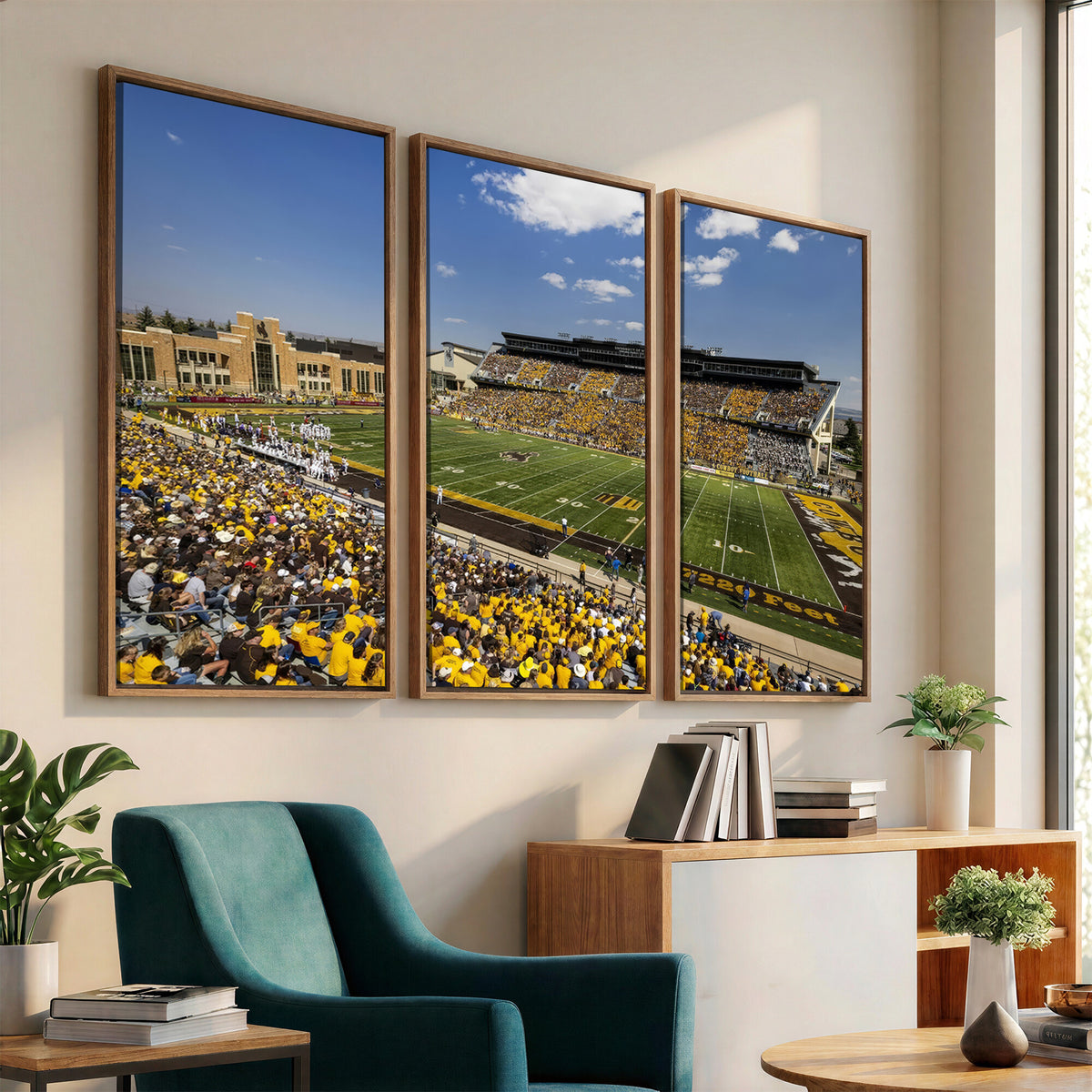 75112-MGV-CV-36X24 - University of Wyoming Cowboys Football Team Print, Laramie, Home Bar Wall Decor