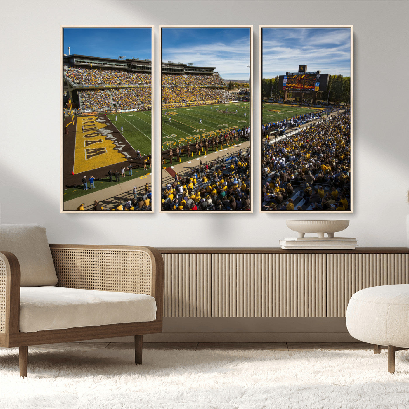 MGV-FC-48X32-3P - University of Wyoming Cowboys Football Team Print - Laramie Jonah Field War Memorial Stadium Wall