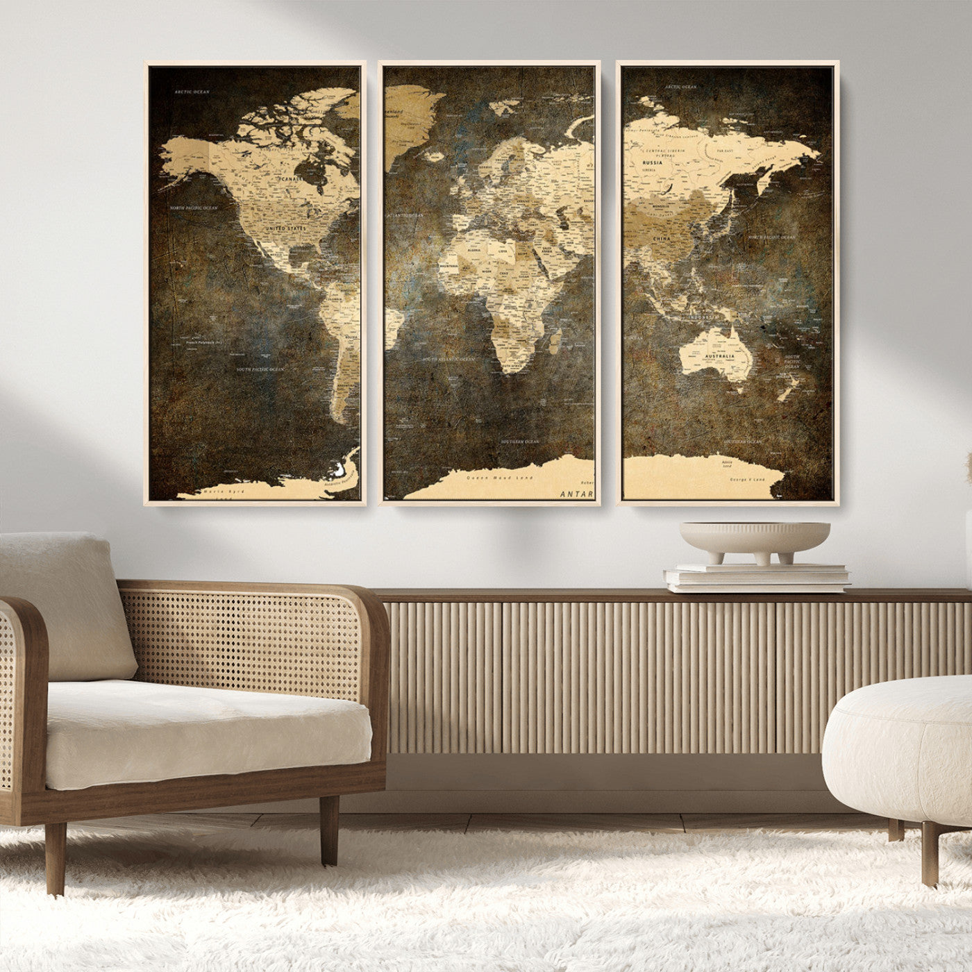 MGV-FC-48X32-3P - Push Pin World Map Canvas Print – Framed Wall Art for Couples to Track Their Travels – Anniversary