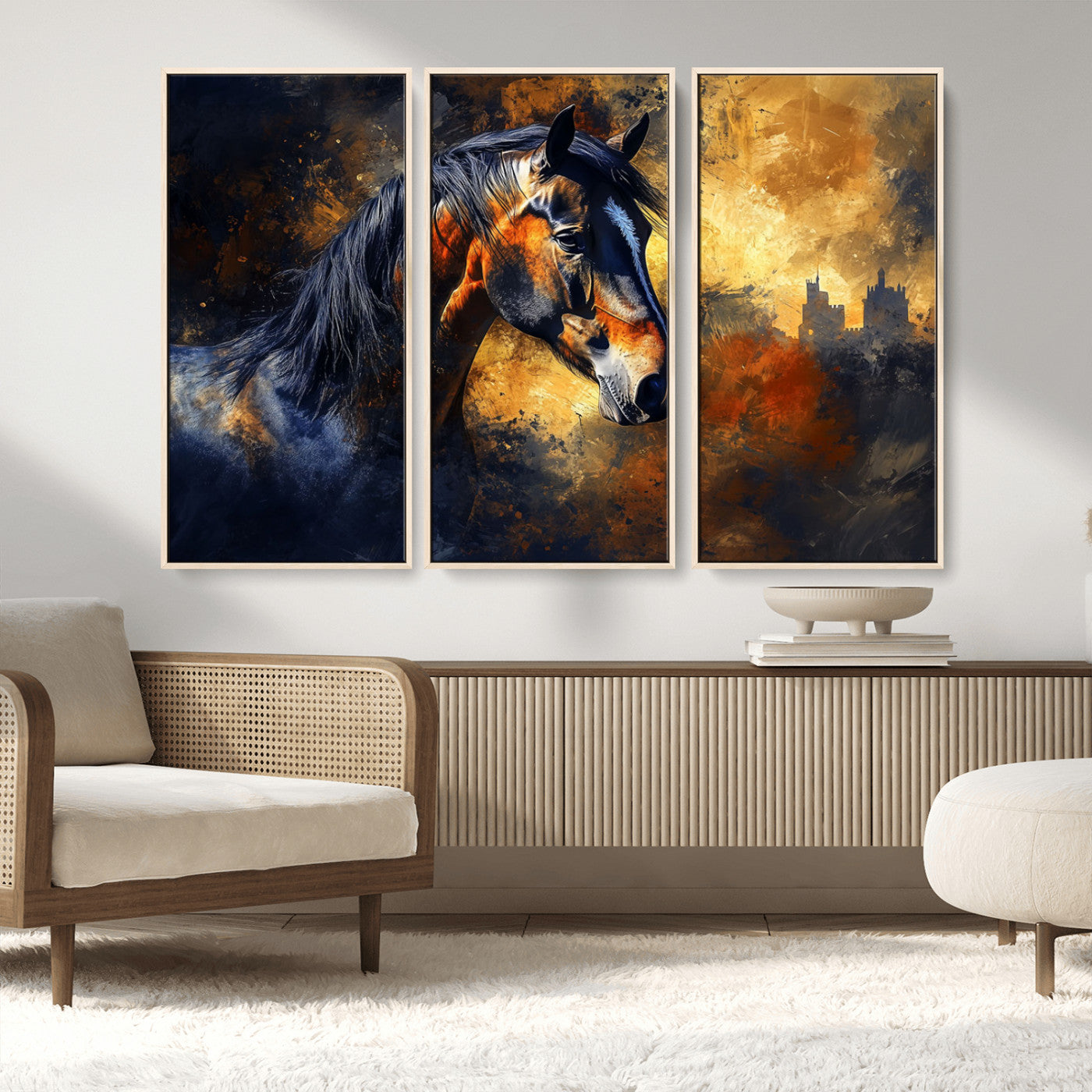 MGV-FC-48X32-3P - Abstract Horse Art Print - Abstract Canvas Wall Art | Perfect for Rustic Farmhouse, Modern, or