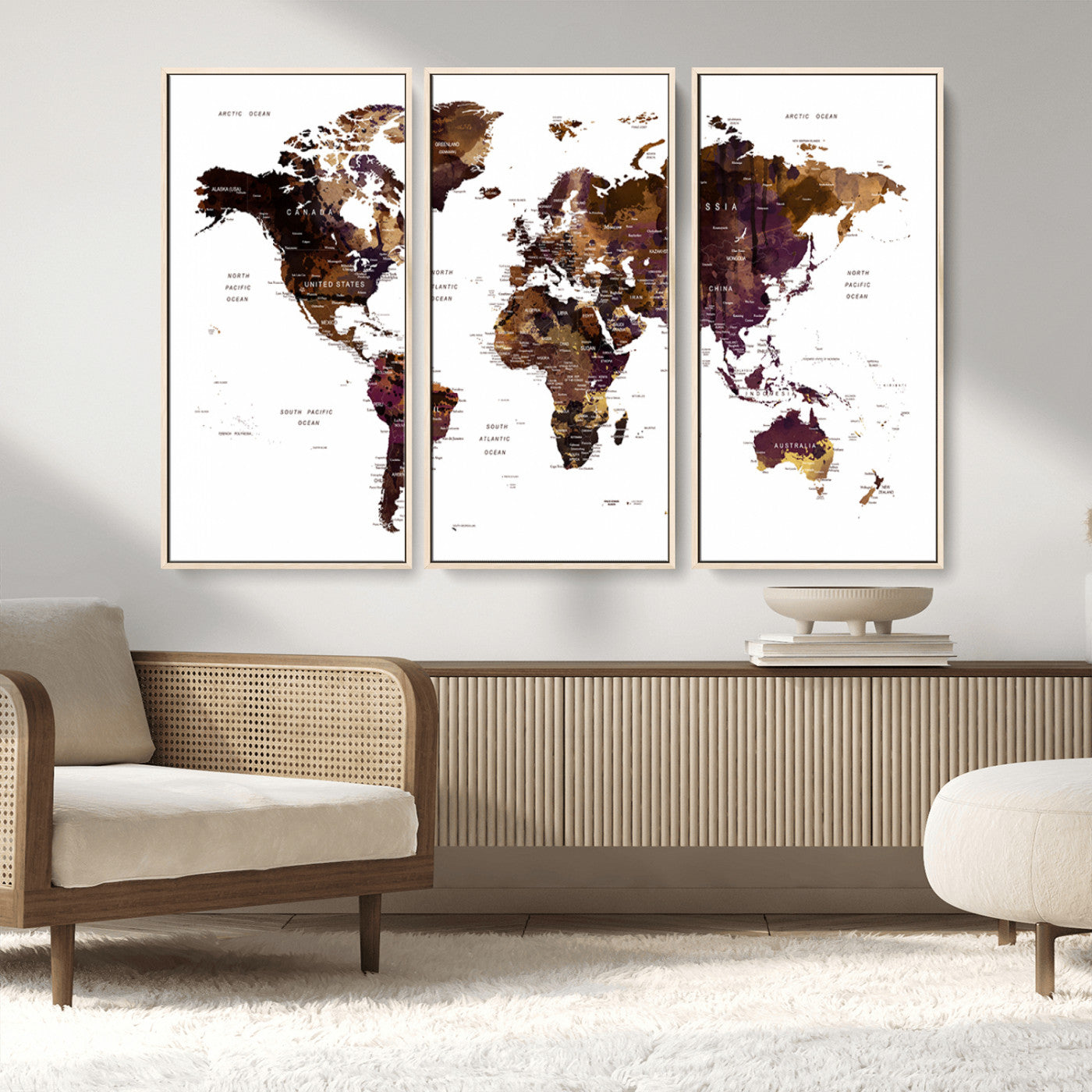 MGV-FC-48X32-3P - Push Pin World Map Canvas Print – Framed Wall Art for Couples to Track Their Travels – Anniversary