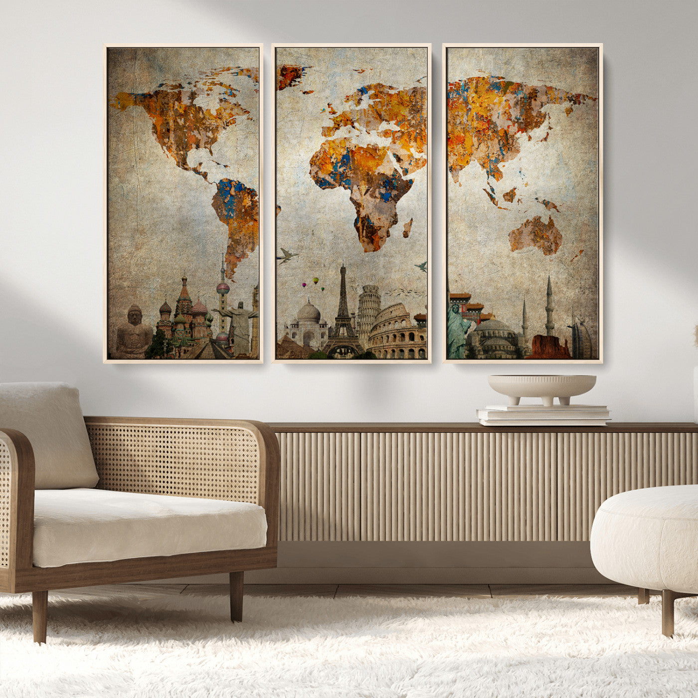 MGV-FC-48X32-3P - Push Pin World Map Canvas Print – Framed Wall Art for Couples to Track Their Travels – Anniversary