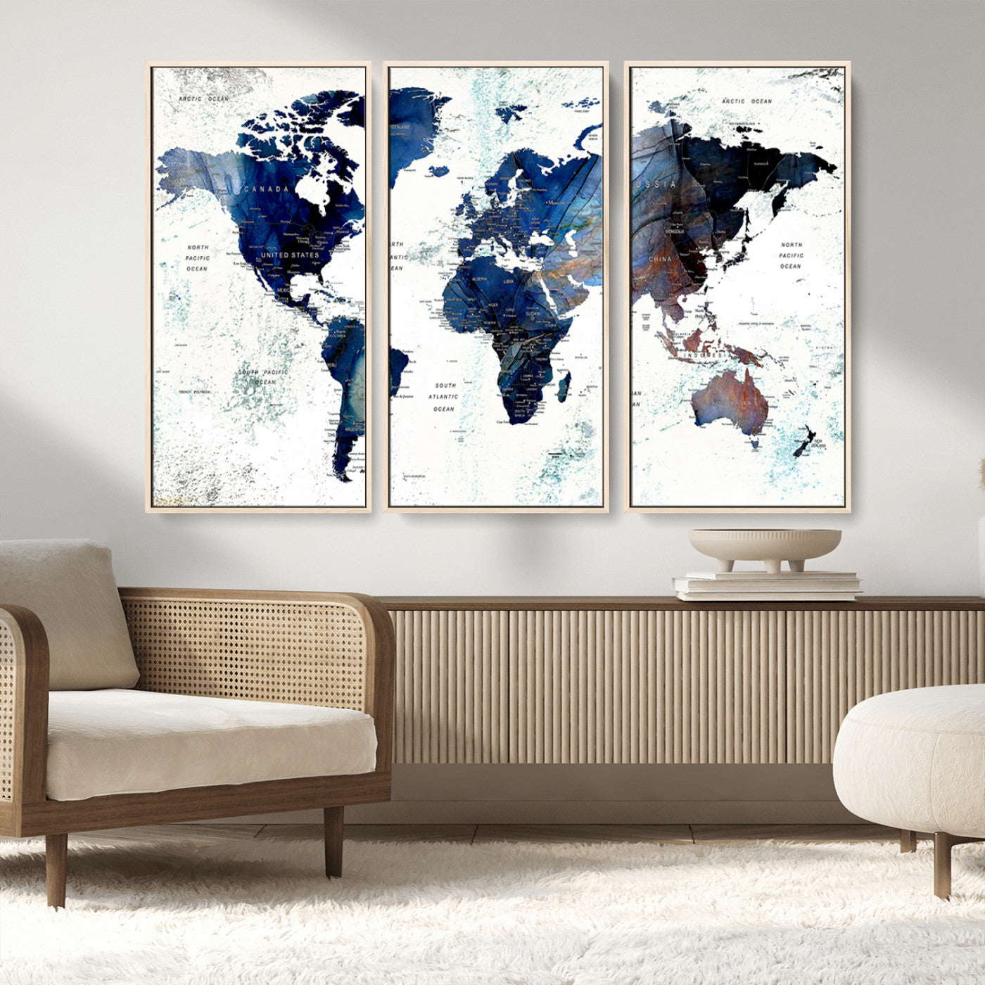 MGV-FC-48X32-3P - Push Pin World Map Canvas Print – Framed Wall Art for Couples to Track Their Travels – Anniversary