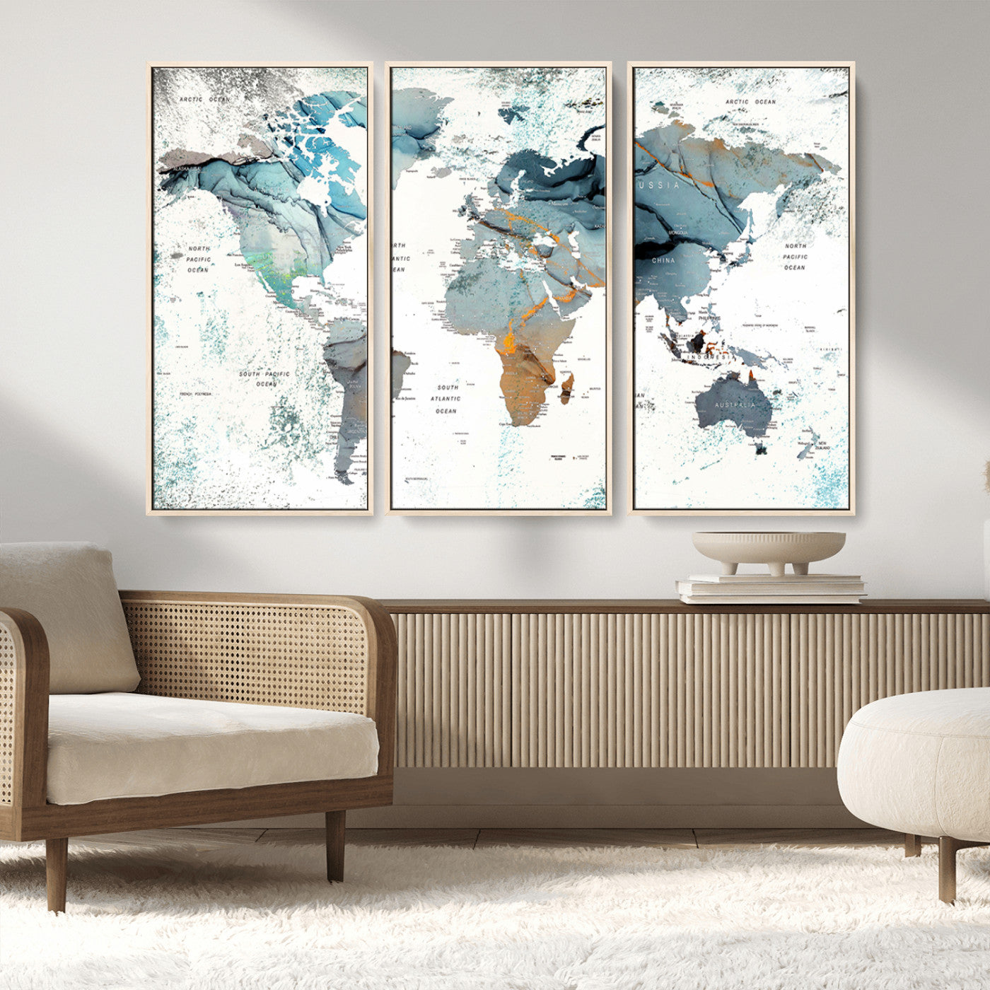 MGV-FC-48X32-3P - Push Pin World Map Canvas Print – Framed Wall Art for Couples to Track Their Travels – Anniversary