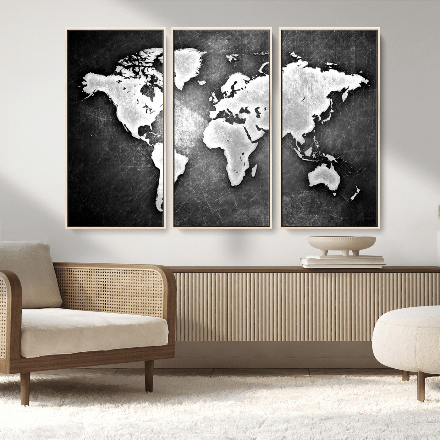 MGV-FC-48X32-3P - World Map Wall Art Canvas Print – Framed Wall Art for Anniversary Gift or Home Adventure Decor
