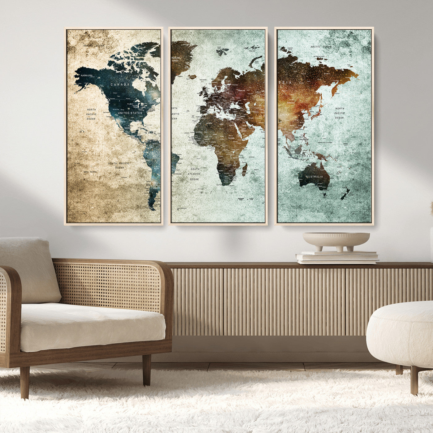 MGV-FC-48X32-3P - Push Pin World Map Canvas Print – Framed Wall Art for Couples to Track Their Travels – Anniversary