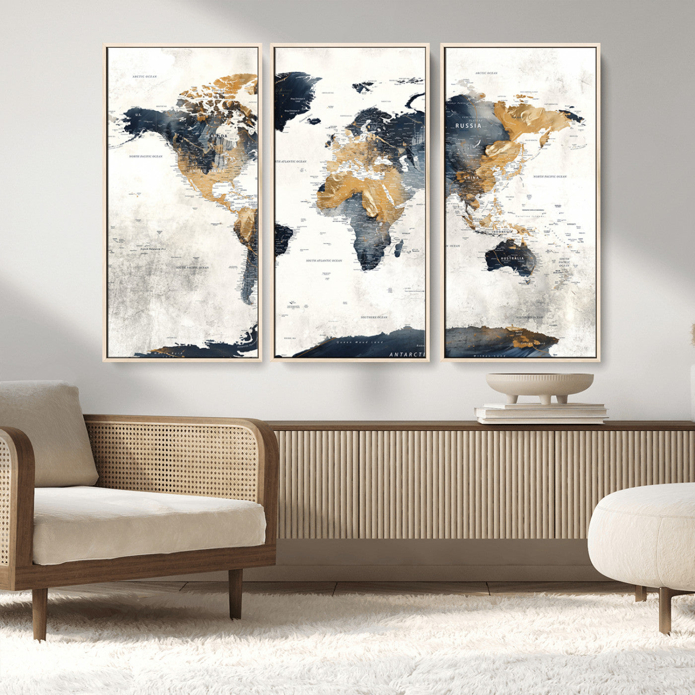 MGV-FC-48X32-3P - Push Pin World Map Canvas Print – Framed Wall Art for Couples to Track Their Travels – Anniversary