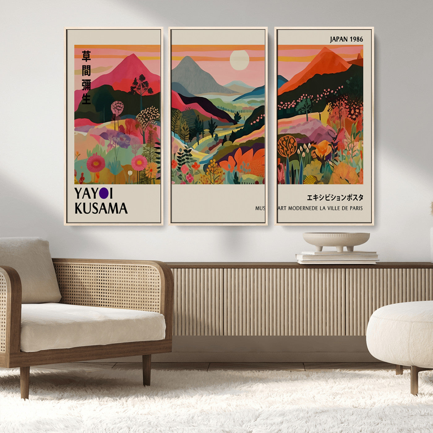 MGV-FC-48X32-3P - Yayoi Ba Bam 1986 Wall Art Print - Comes Away to Kiss Sabi Sabi Japanese Wall Art Print - Vibrant