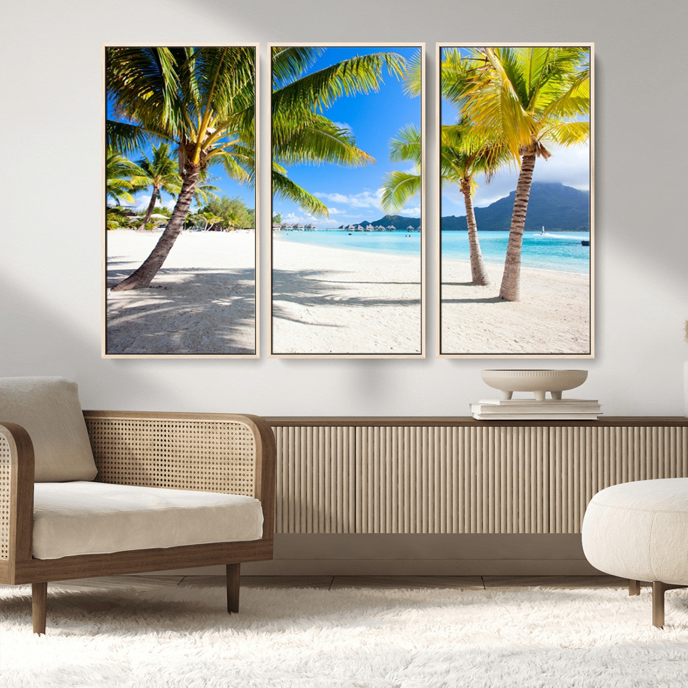 MGV-FC-48X32-3P - Blue Beach and Sea Wall Art Canvas Print