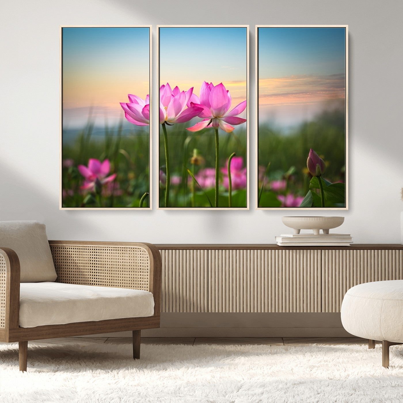 MGV-FC-48X32-3P - Pink Flower on the Mountain Canvas Print, Framed Pink Flower Canvas Wall Art