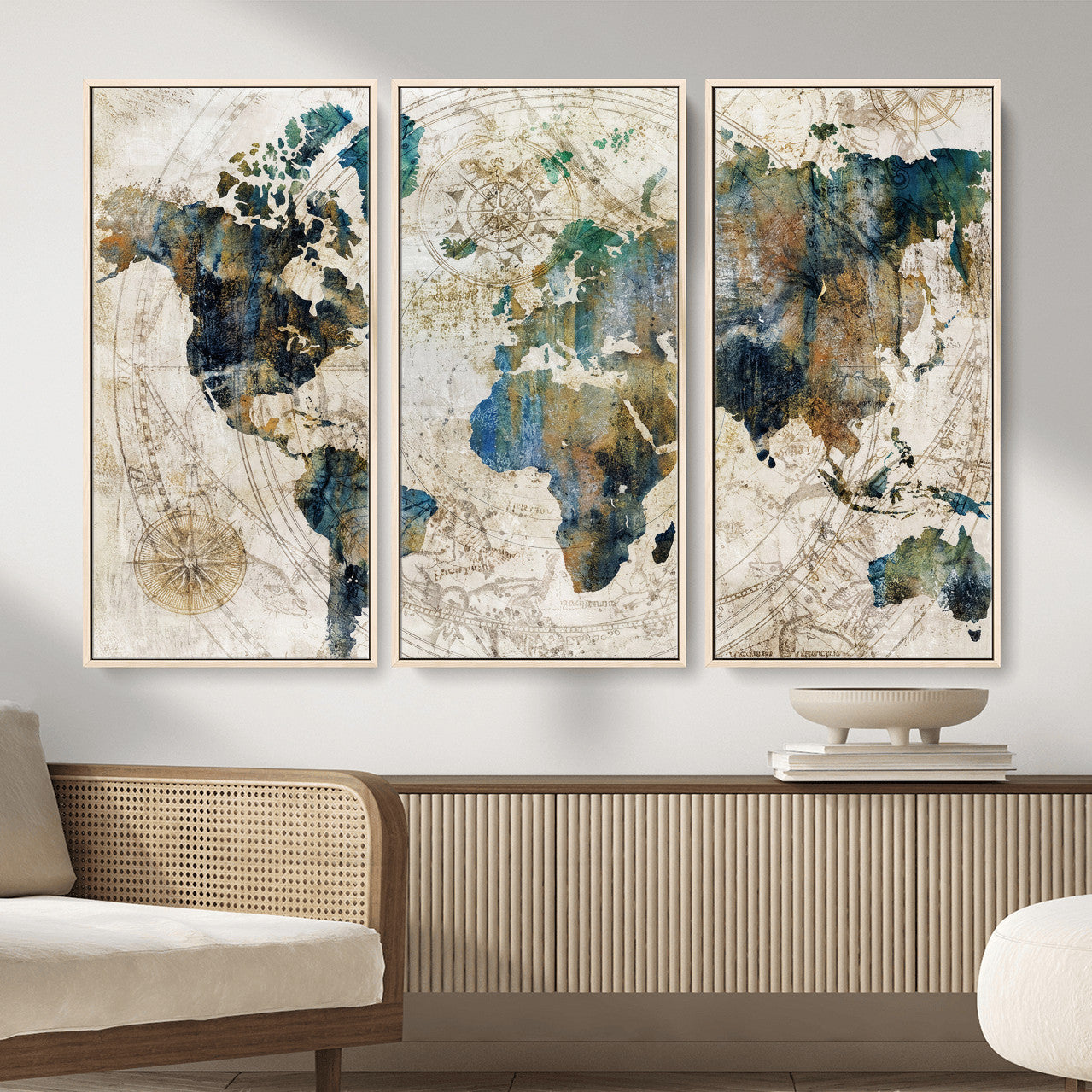 36972-MGV-CV-36X24 - Grunge Abstract World Map Art Print Canvas Print for Office Decor