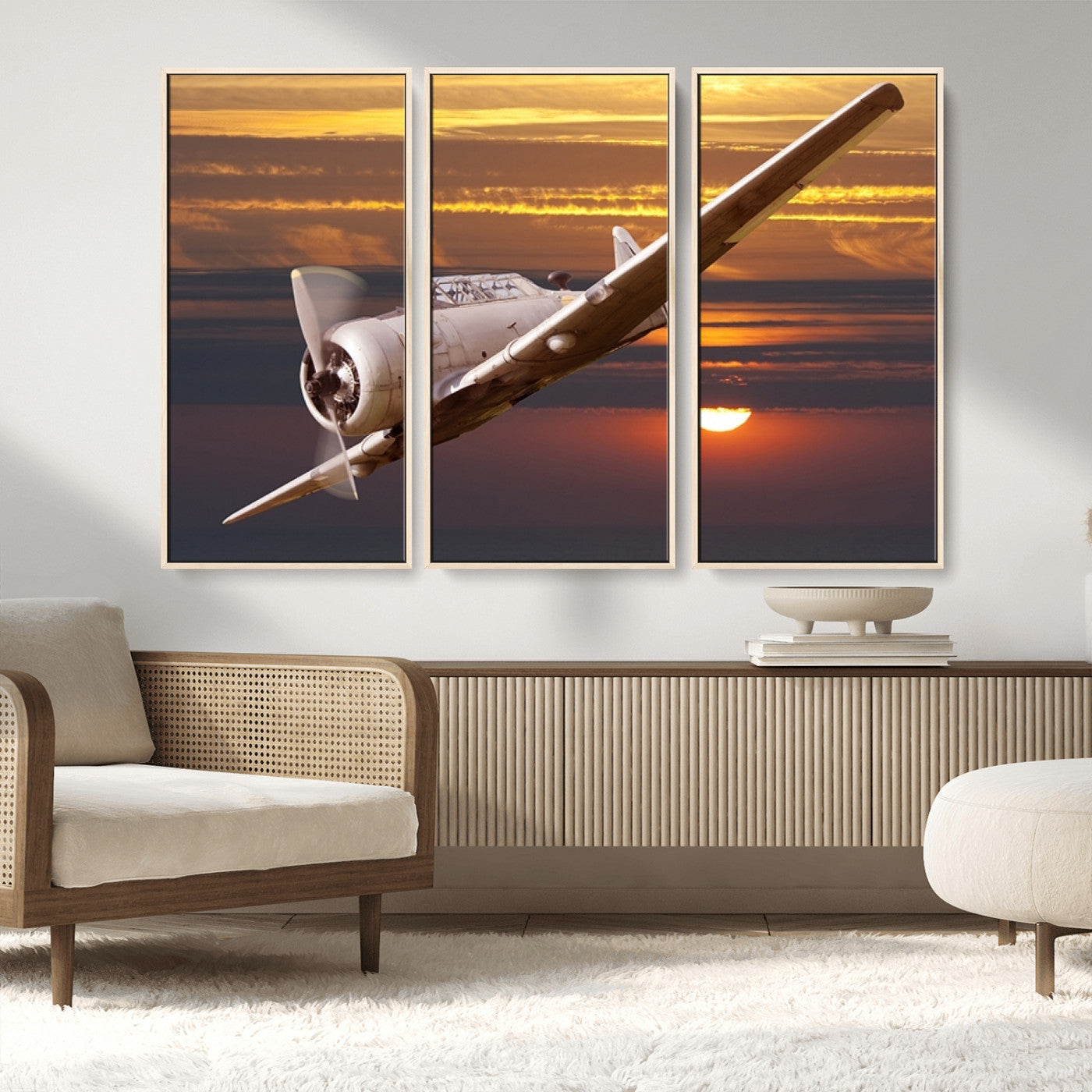 MGV-FC-48X32-3P - Old War Plane Wall Art Canvas Print