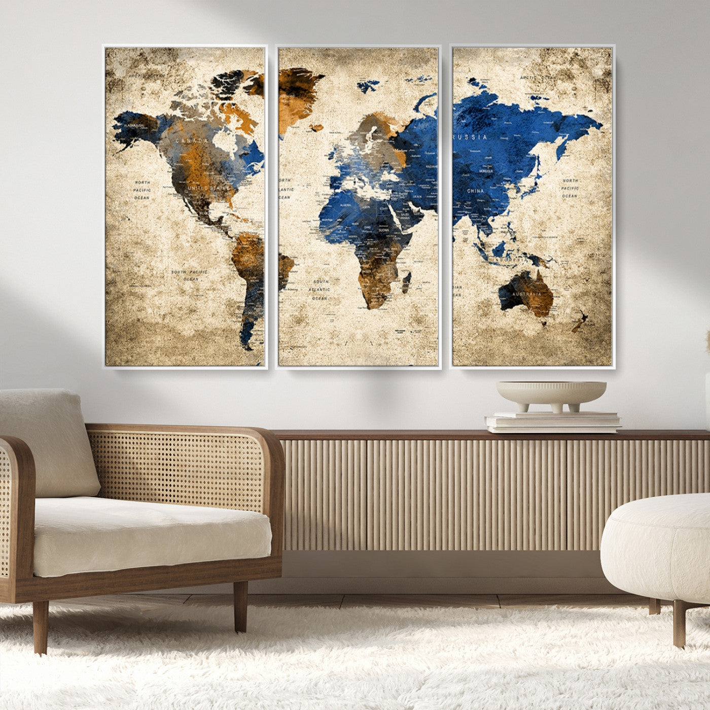 MGV-FC-48X32-3P - Push Pin World Map Canvas Print – Framed Wall Art for Couples to Track Their Travels – Anniversary