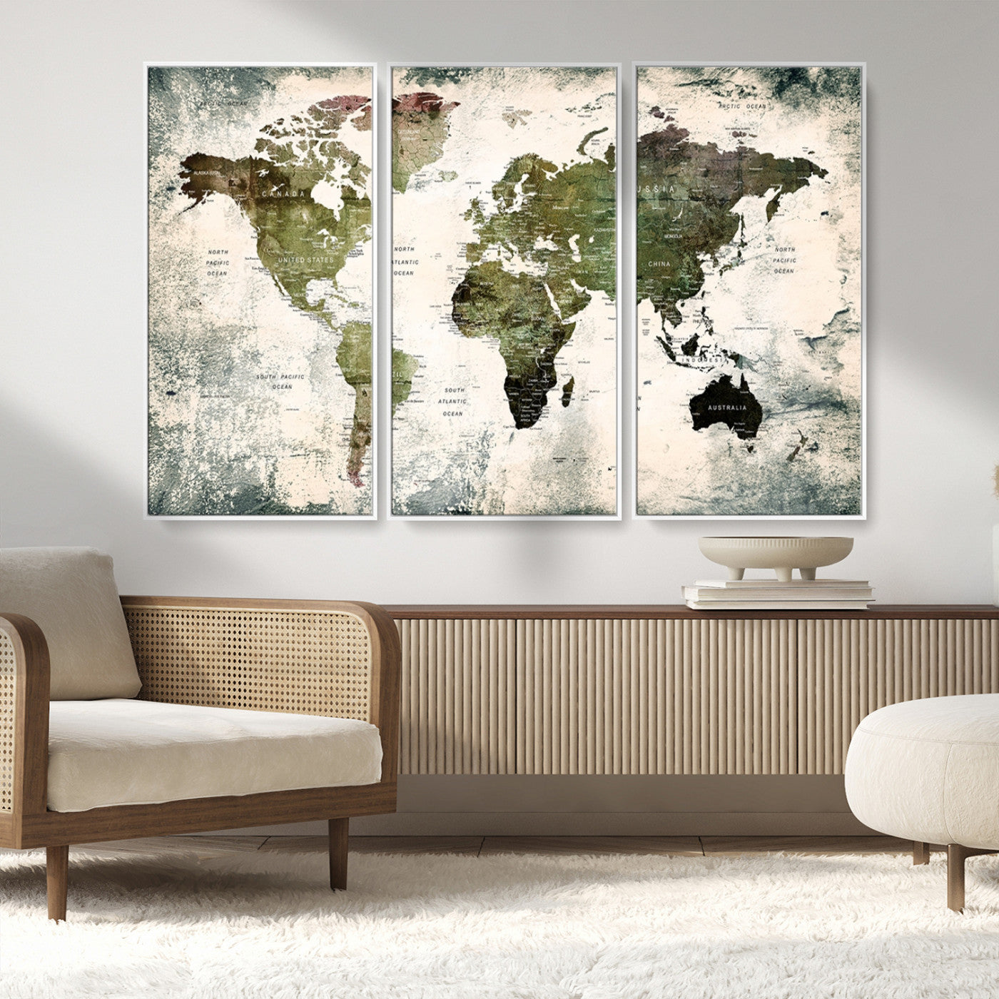 MGV-FC-48X32-3P - Push Pin World Map Canvas Print – Framed Wall Art for Couples to Track Their Travels – Anniversary