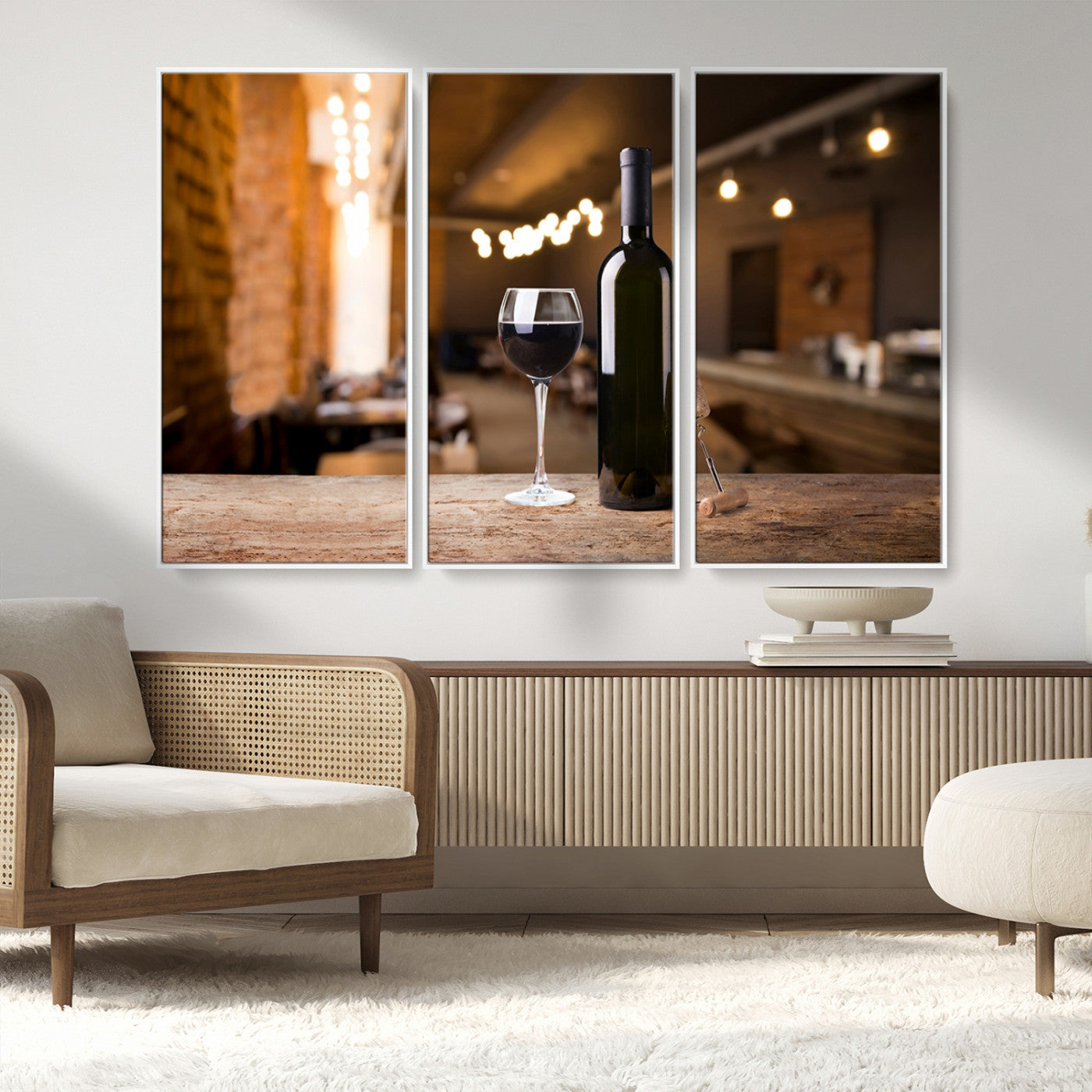 MGV-FC-48X32-3P - Wine and Bottle Wall Art Canvas Print