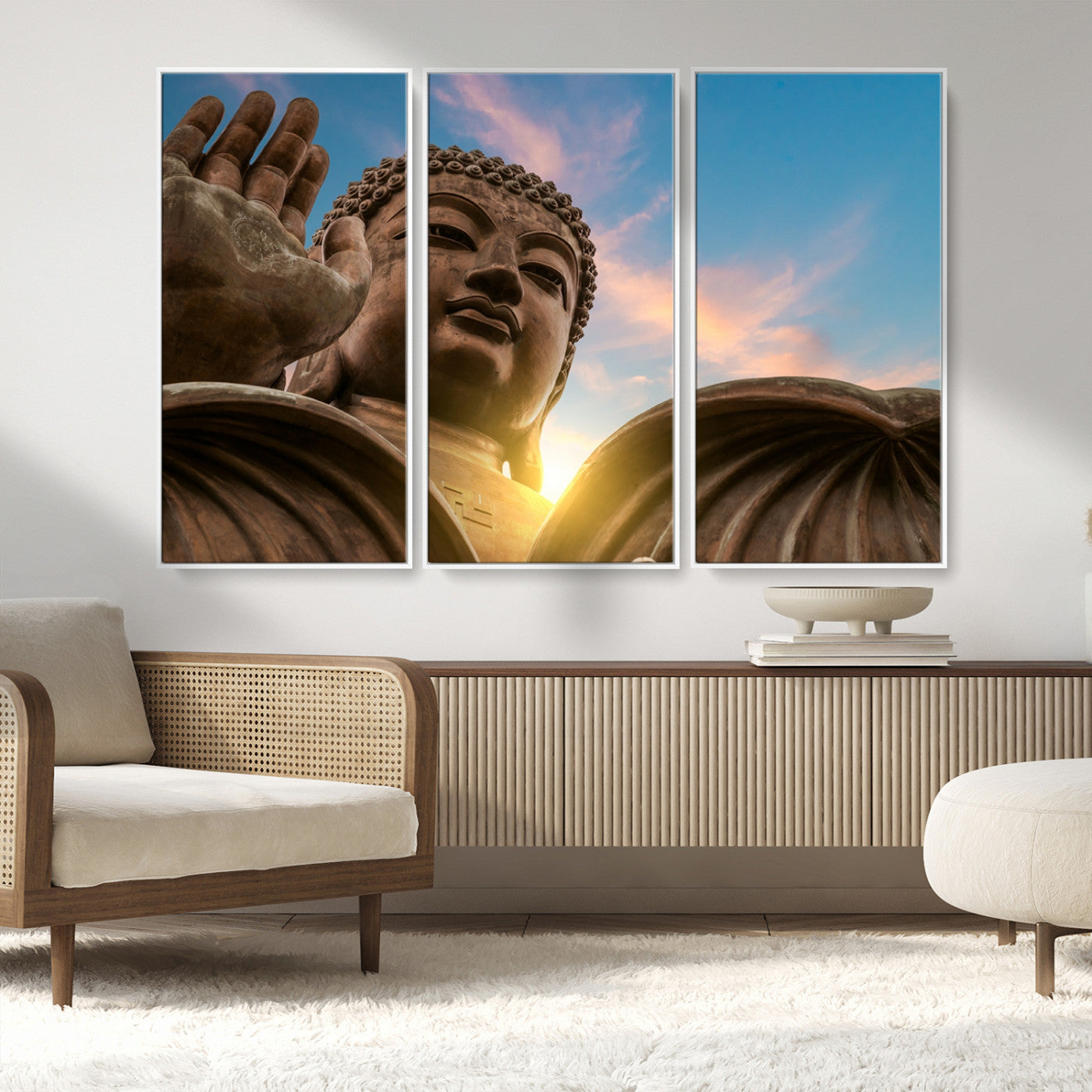 MGV-FC-48X32-3P - Buddha Statue and Daylight Wall Art, Buddha Statue Wall Art Canvas Print
