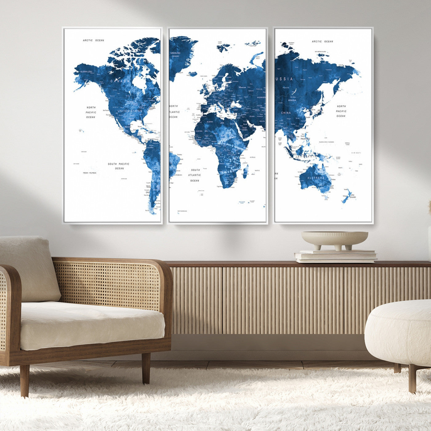 MGV-FC-48X32-3P - Push Pin World Map Canvas Print – Framed Wall Art for Couples to Track Their Travels – Anniversary