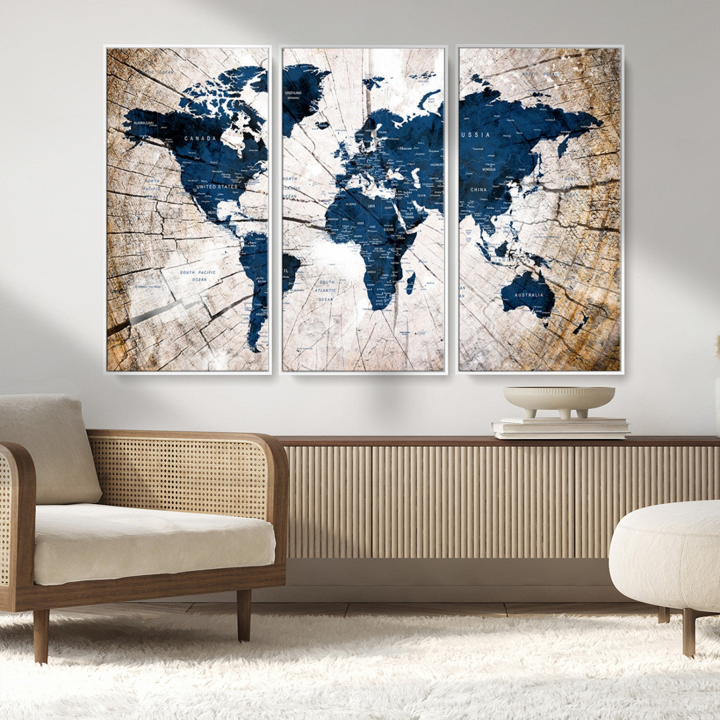 MGV-FC-48X32-3P - Push Pin World Map Canvas Print – Framed Wall Art for Couples to Track Their Travels – Anniversary