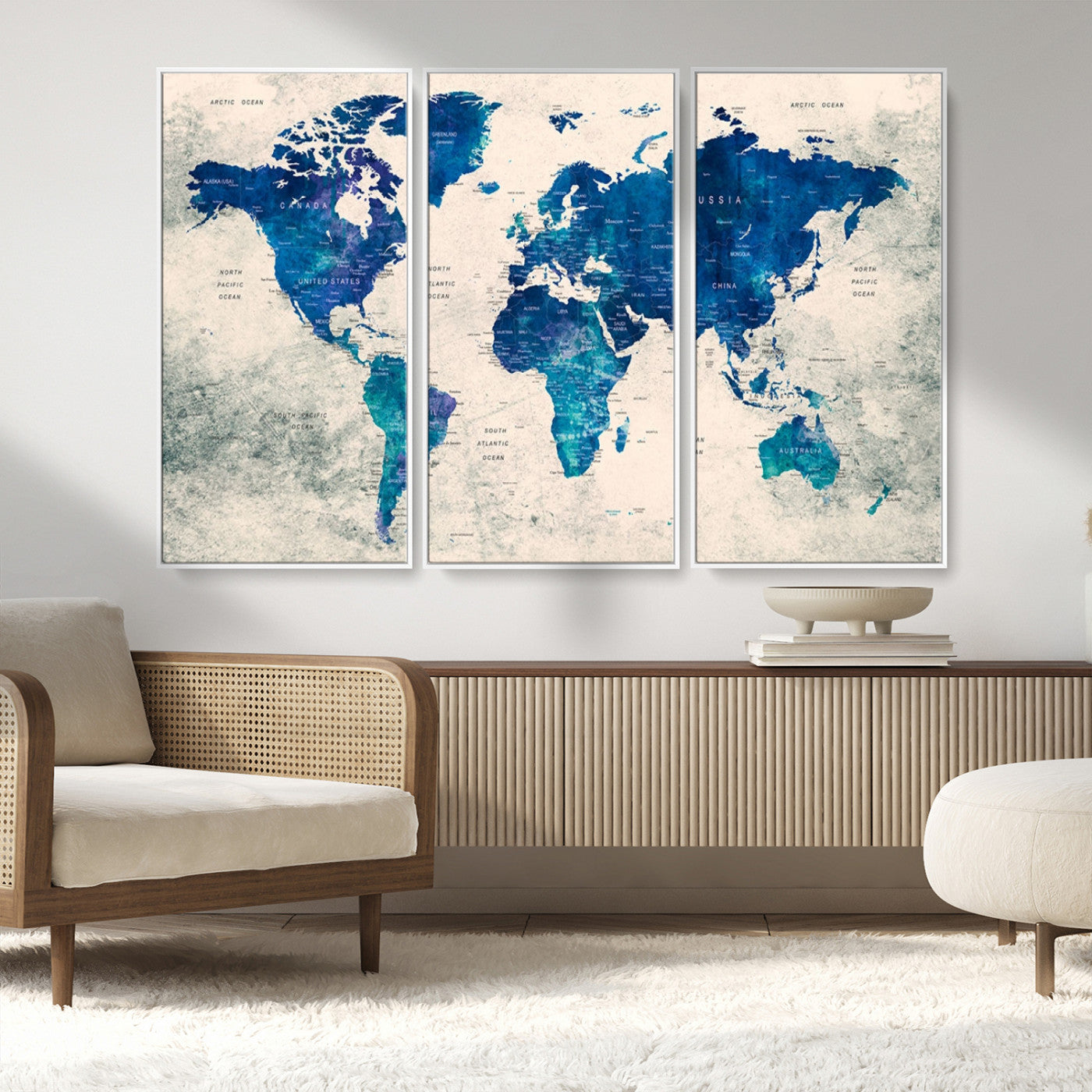 MGV-FC-48X32-3P - Push Pin World Map Canvas Print – Framed Wall Art for Couples to Track Their Travels – Anniversary