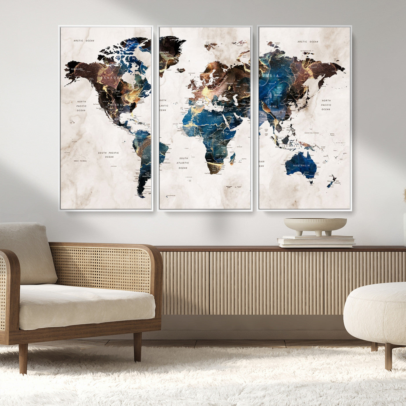 MGV-FC-48X32-3P - Push Pin World Map Canvas Print – Framed Wall Art for Couples to Track Their Travels – Anniversary
