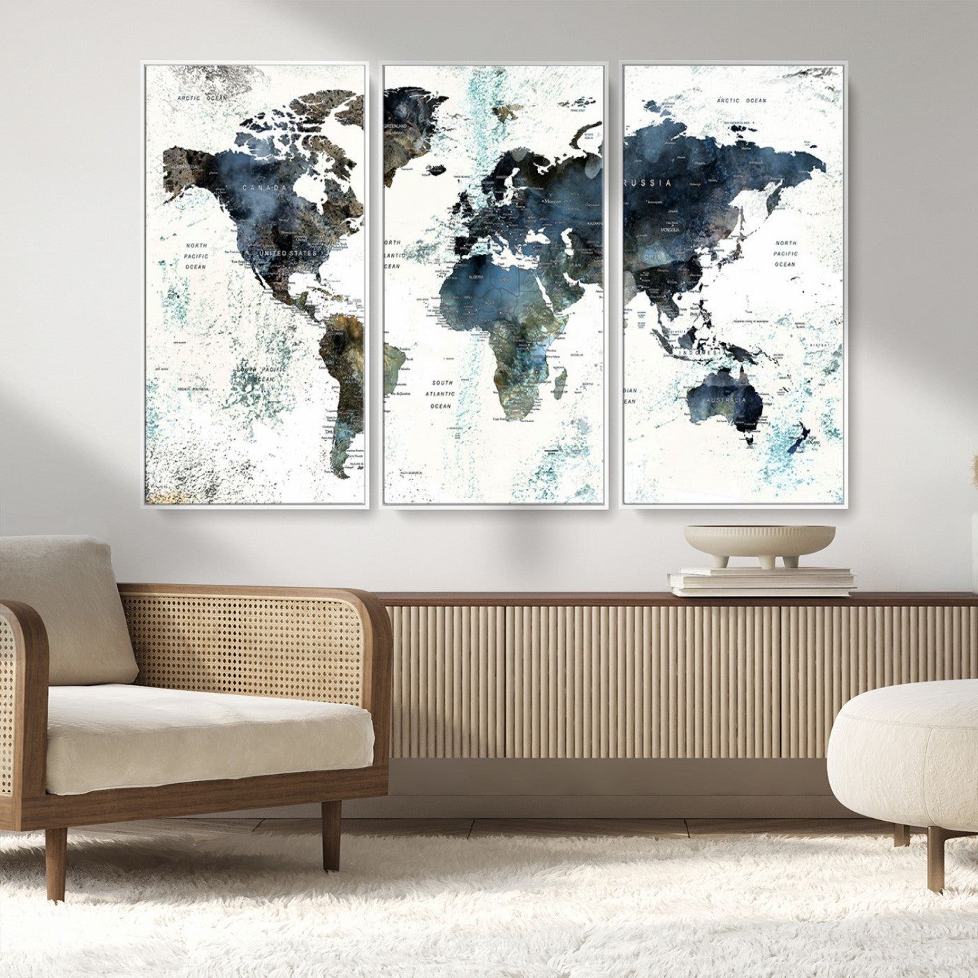 MGV-FC-48X32-3P - Push Pin World Map Canvas Print – Framed Wall Art for Couples to Track Their Travels – Anniversary