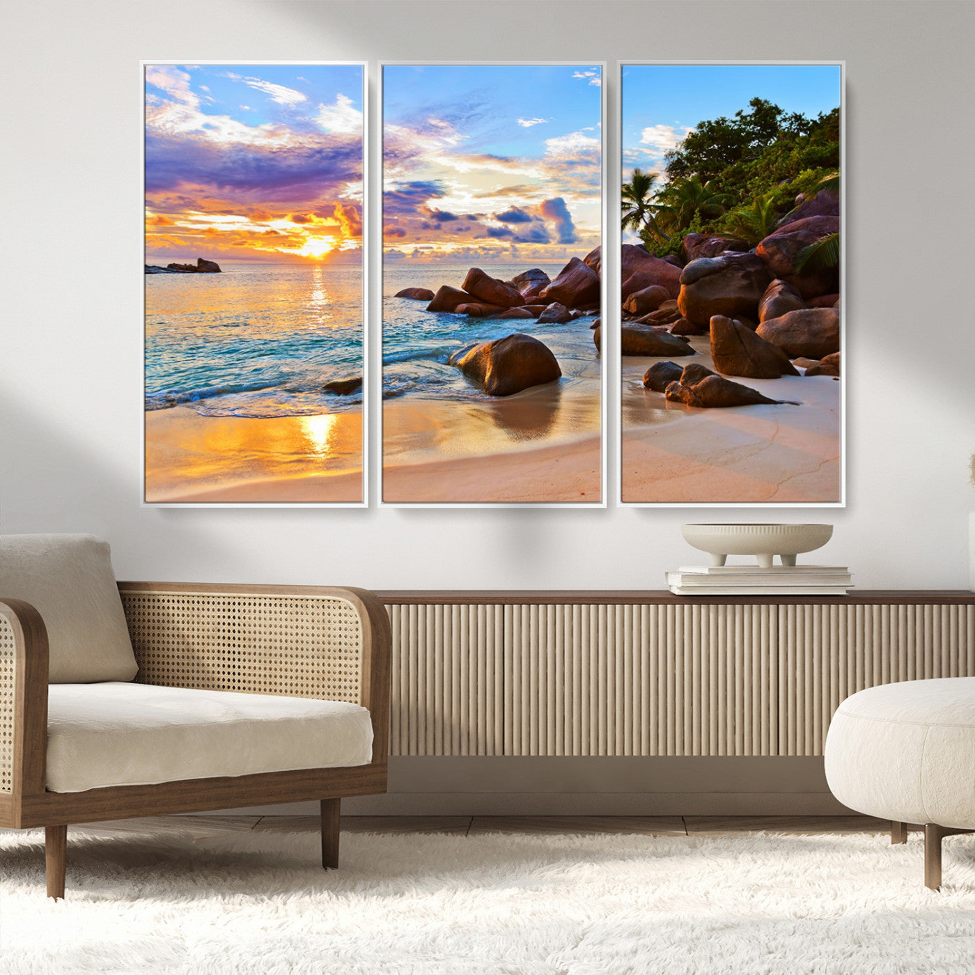 MGV-FC-48X32-3P - Tropical Island Beach Sunset Canvas Print