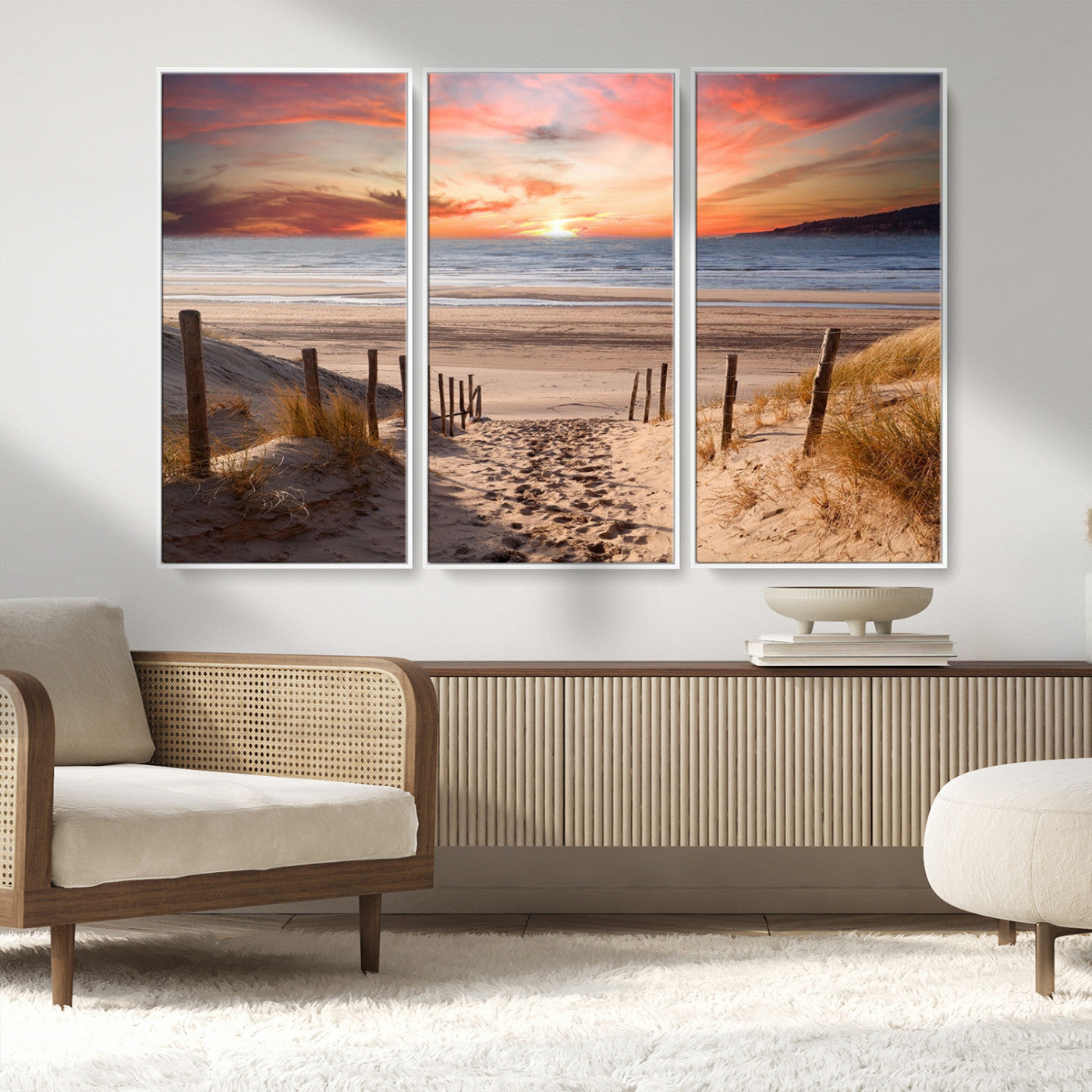 MGV-FC-48X32-3P - Sunset on the Sea Wall Art Canvas Print