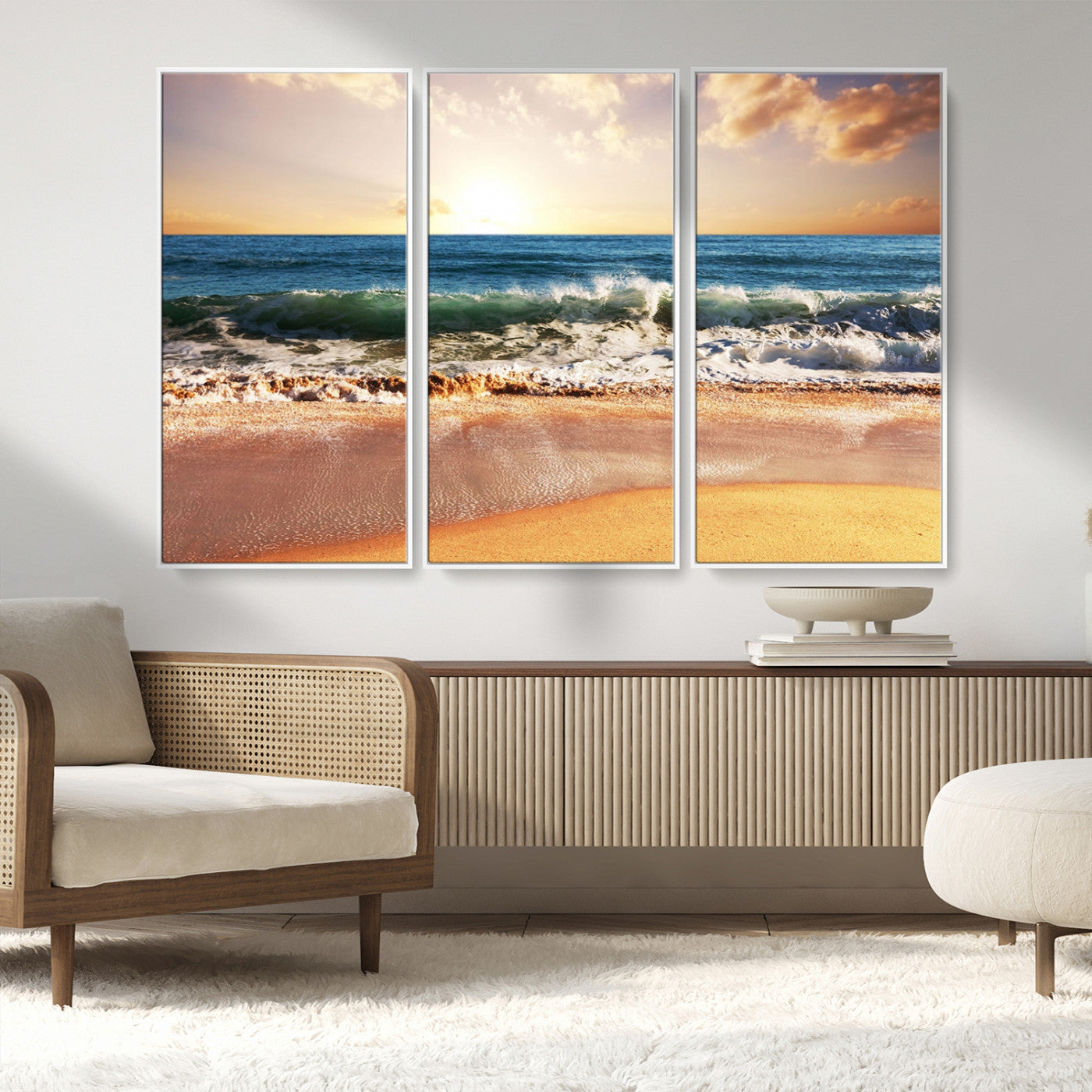 MGV-FC-48X32-3P - Serene Beach Path Canvas Art, Giclee Canvas Print with Gallery Wrap, Coastal Sand Dunes Wall Art Featuring Canon Print Quality