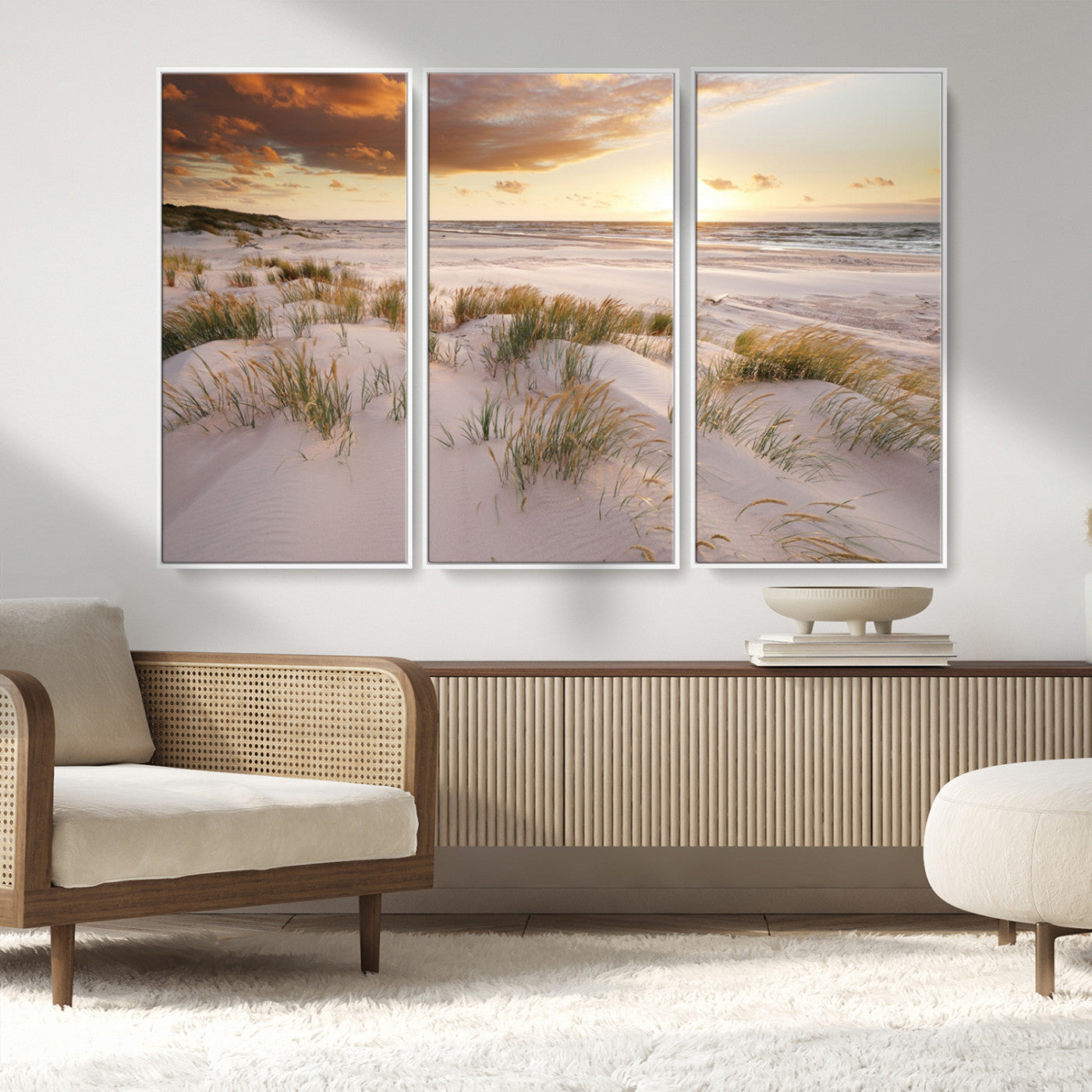 MGV-FC-48X32-3P - Flight Over Coastal Beach Landscape, Flight Over Coastal Beach Print Canvas Wall Art