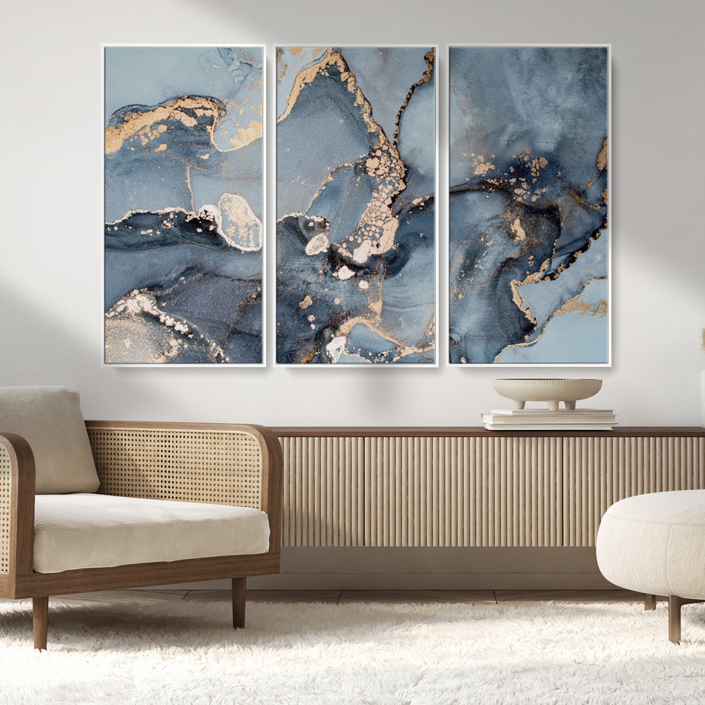 MGV-FC-48X32-3P - Multipanel Marble Fluid Effect Wall Art Abstract Canvas Wall Art Print