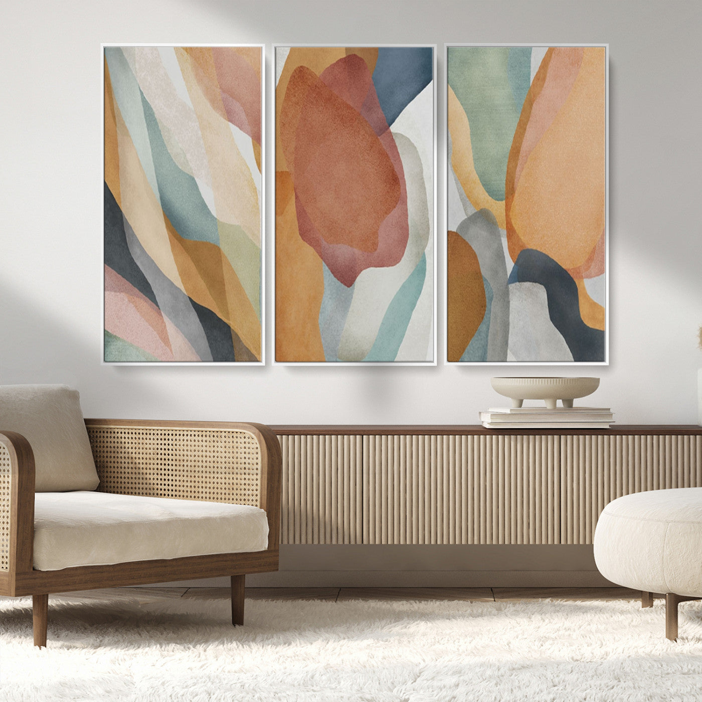 MGV-FC-48X32-3P - Boho Wall Art Canvas Print Set, Watercolor Boho Wall Art Canvas