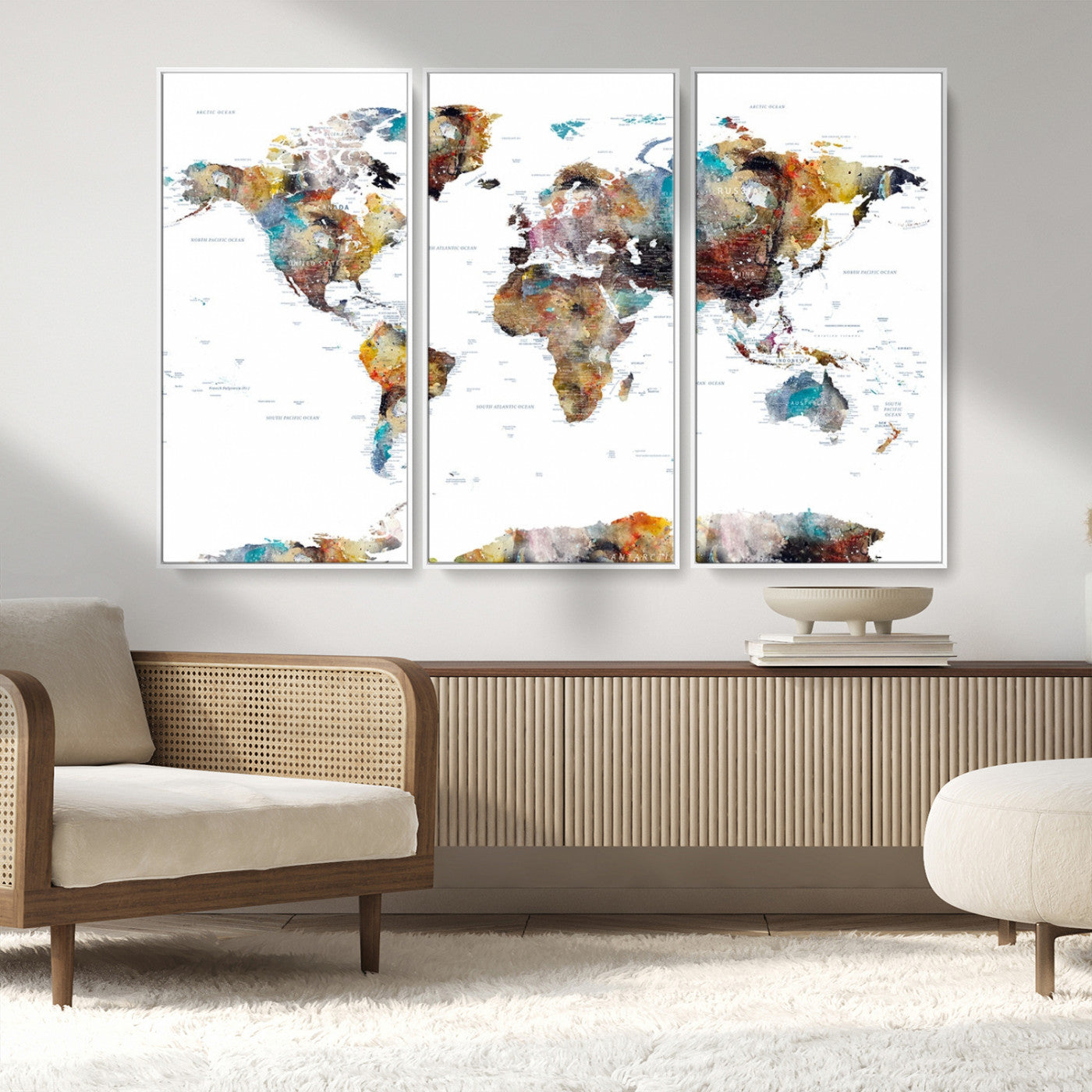 MGV-FC-48X32-3P - Push Pin World Map Canvas Print – Framed Wall Art for Couples to Track Their Travels – Anniversary