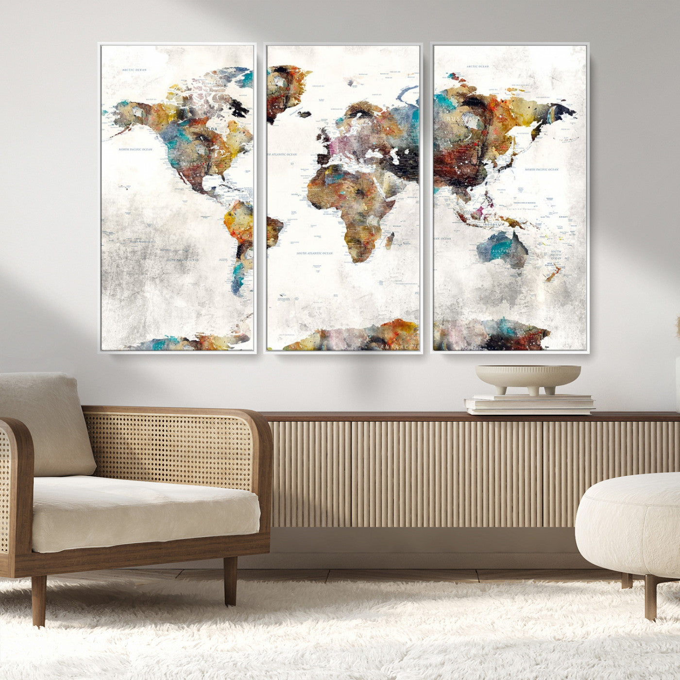 MGV-FC-48X32-3P - Push Pin World Map Canvas Print – Framed Wall Art for Couples to Track Their Travels – Anniversary